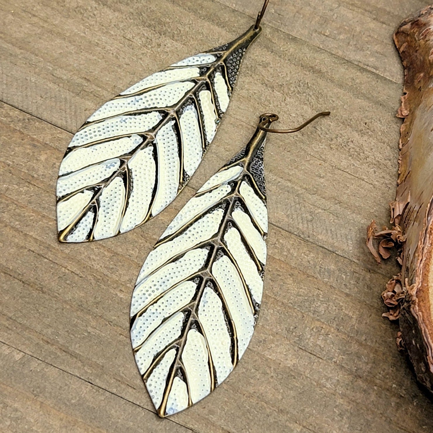 Large Lightweight Rustic Leaf Earrings - Nicki Lynn Jewelry
