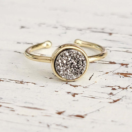 Single Druzy Dainty Ring - Nicki Lynn Jewelry