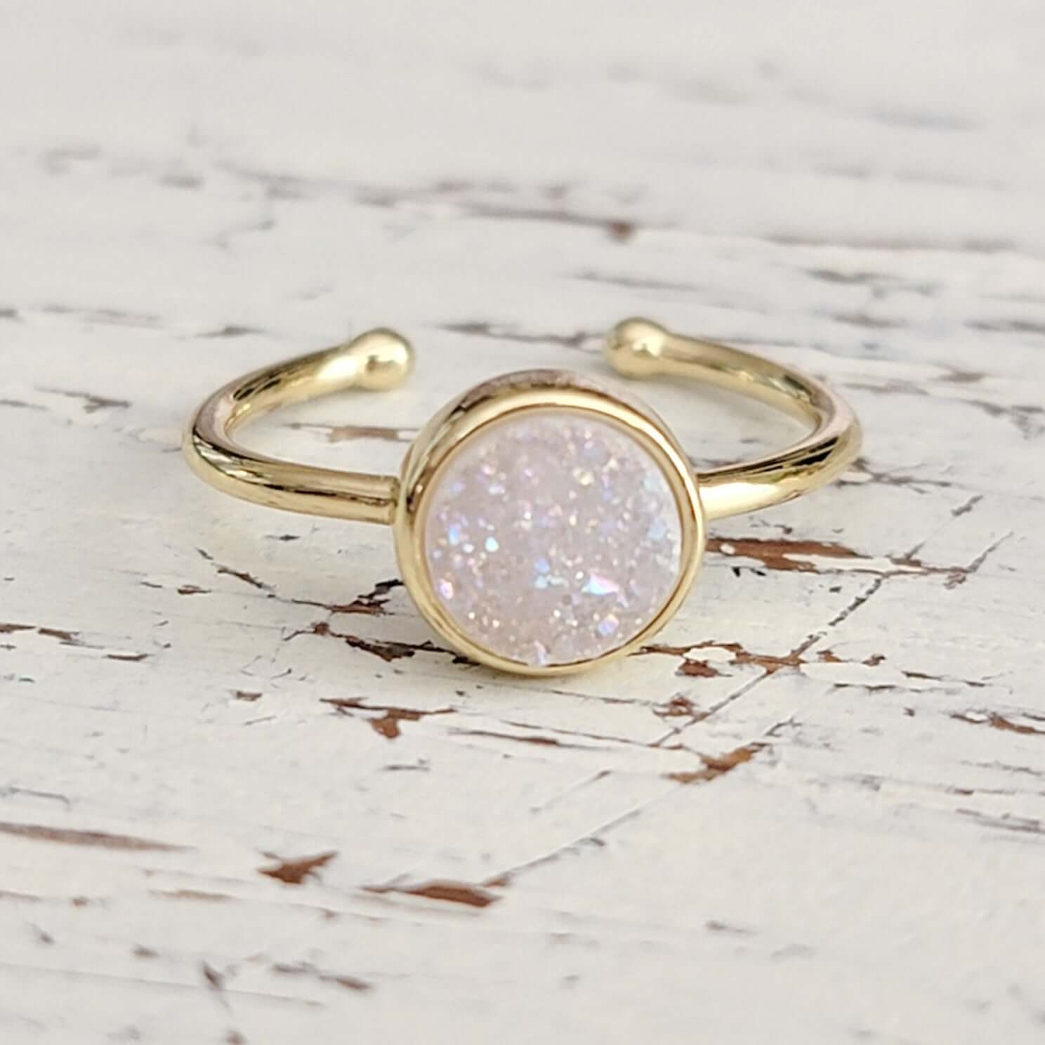 Single Druzy Dainty Ring - Nicki Lynn Jewelry