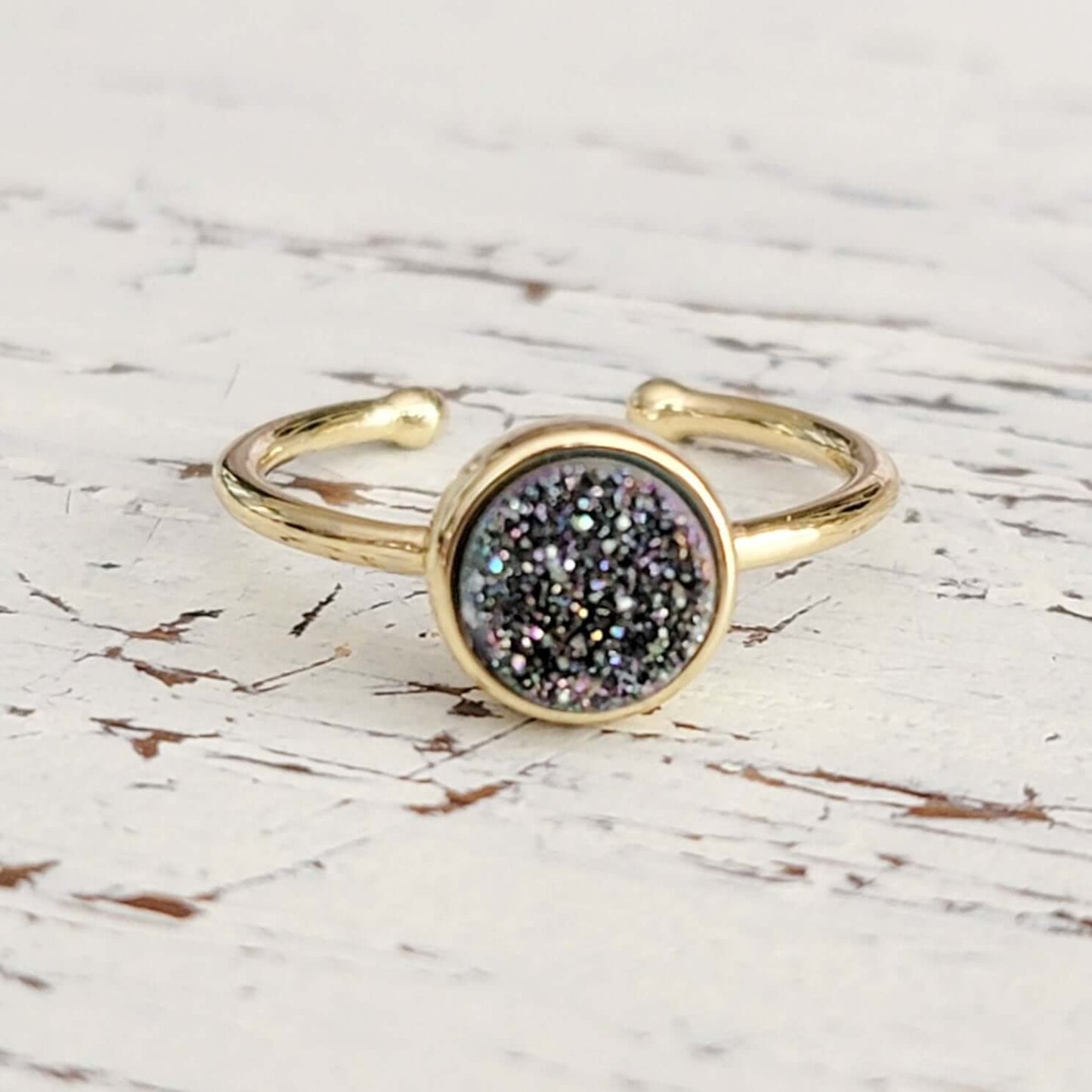 Single Druzy Dainty Ring - Nicki Lynn Jewelry