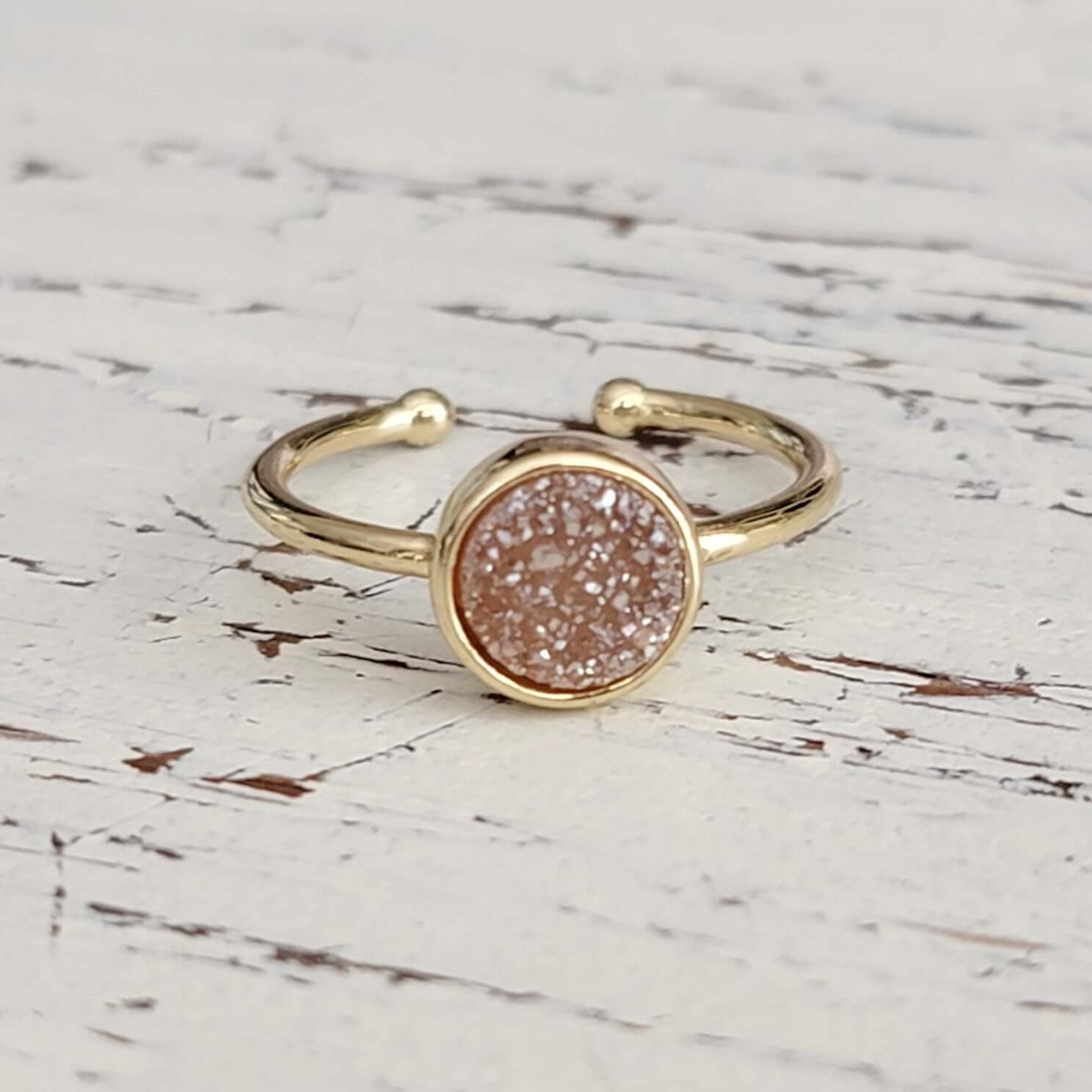 Single Druzy Dainty Ring - Nicki Lynn Jewelry