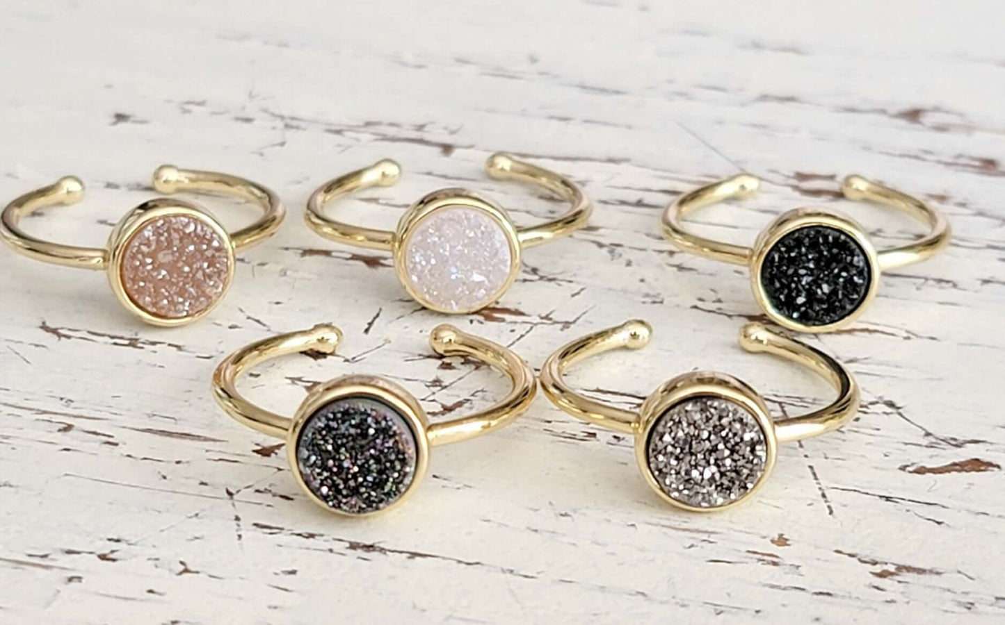 Single Druzy Dainty Ring - Nicki Lynn Jewelry