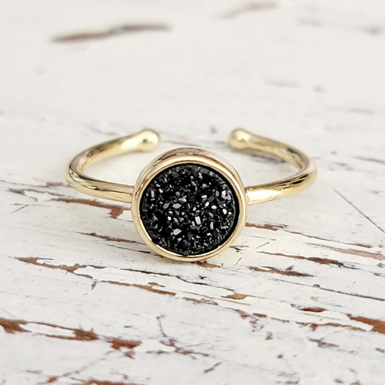 Single Druzy Dainty Ring - Nicki Lynn Jewelry