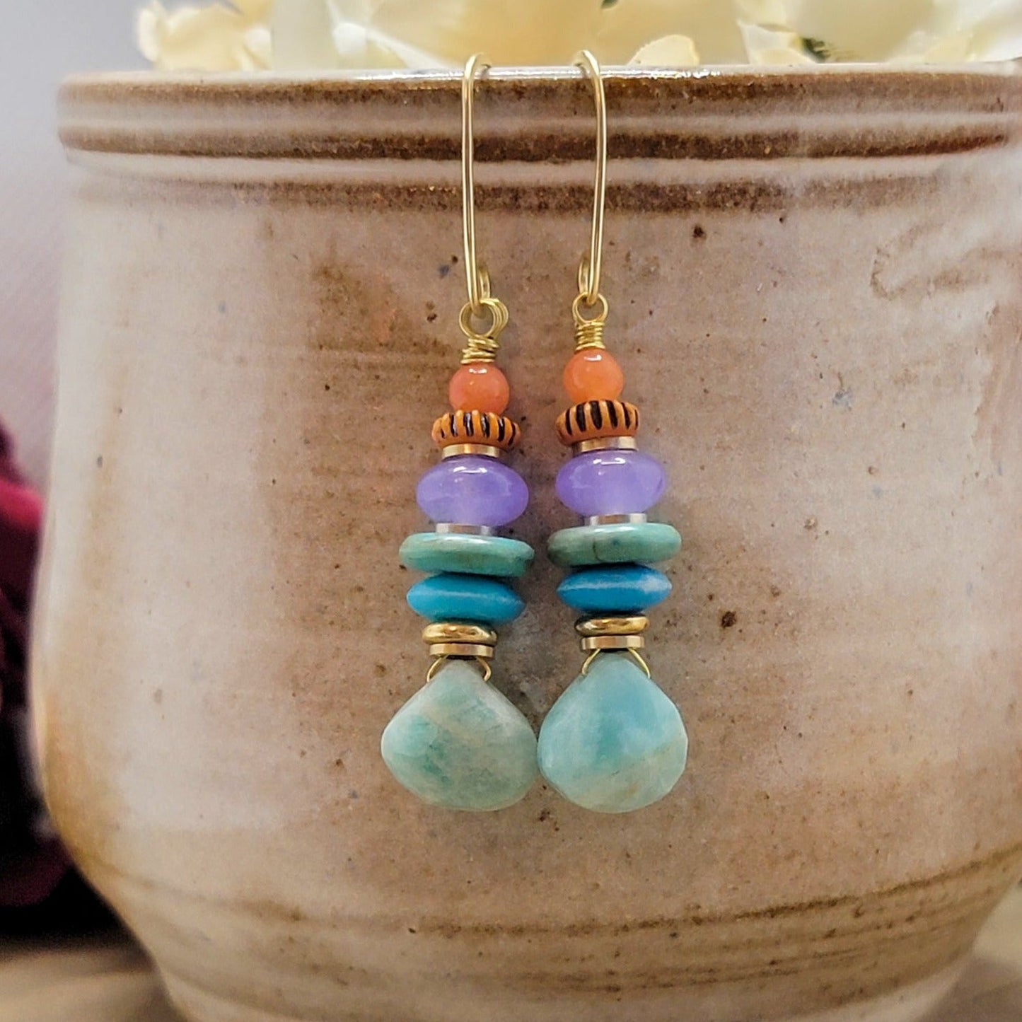 Multi Colored Gemstone Drop Earrings - Nicki Lynn Jewelry