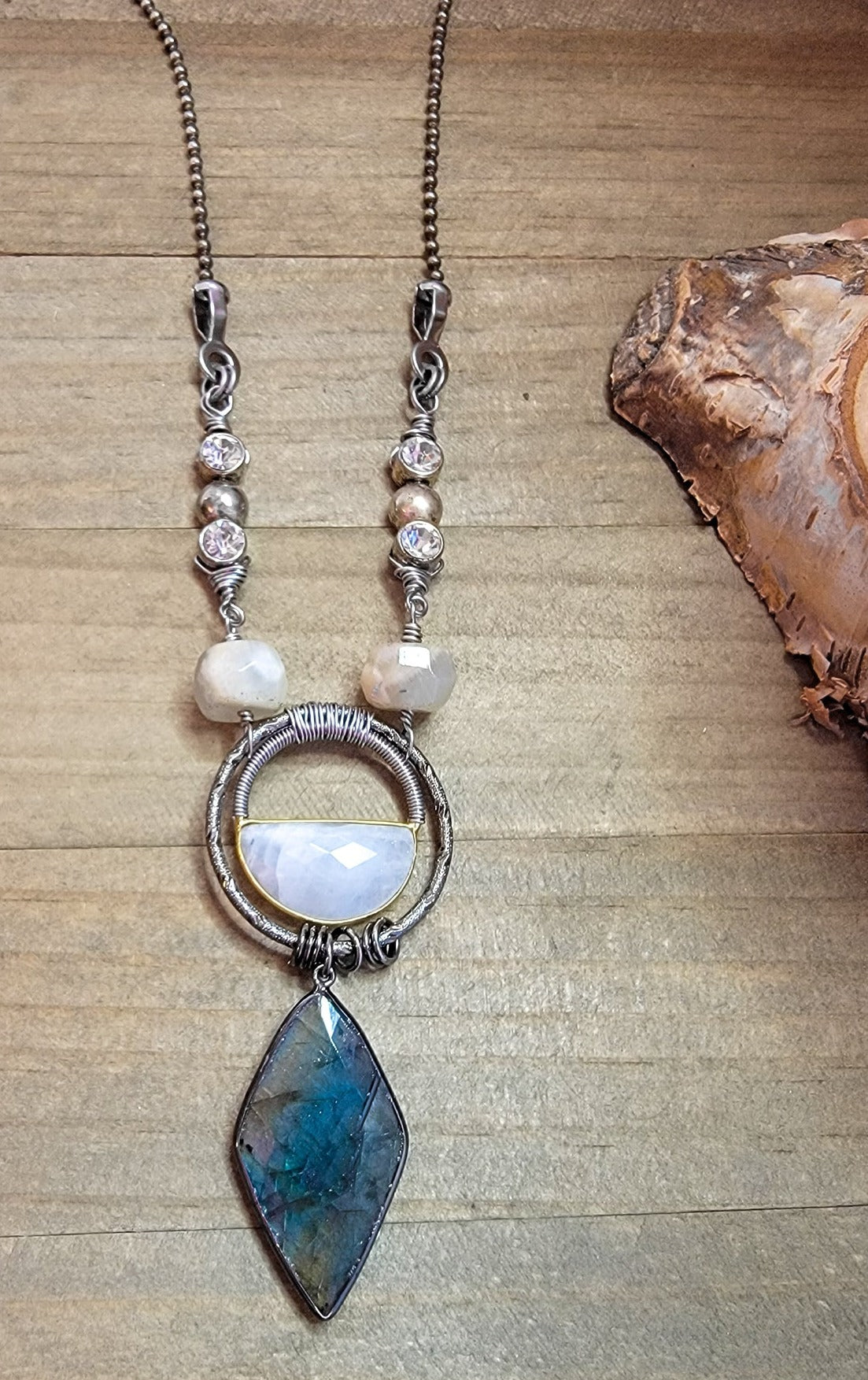 Moonstone and Labradorite Grunge Necklace - Nicki Lynn Jewelry