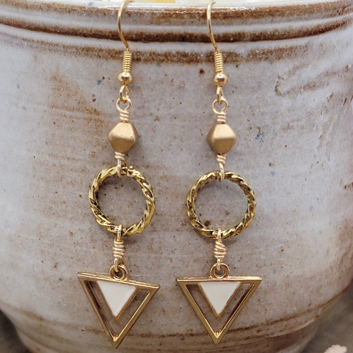 Gold Triangle Drop Earrings - Nicki Lynn Jewelry