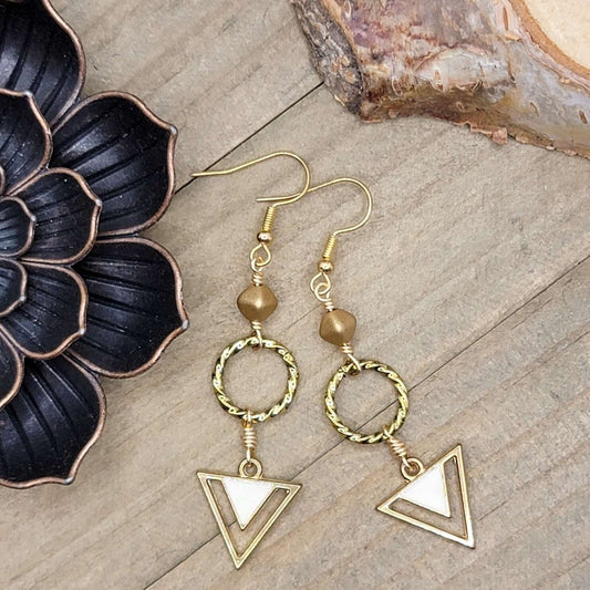 Gold Triangle Drop Earrings - Nicki Lynn Jewelry