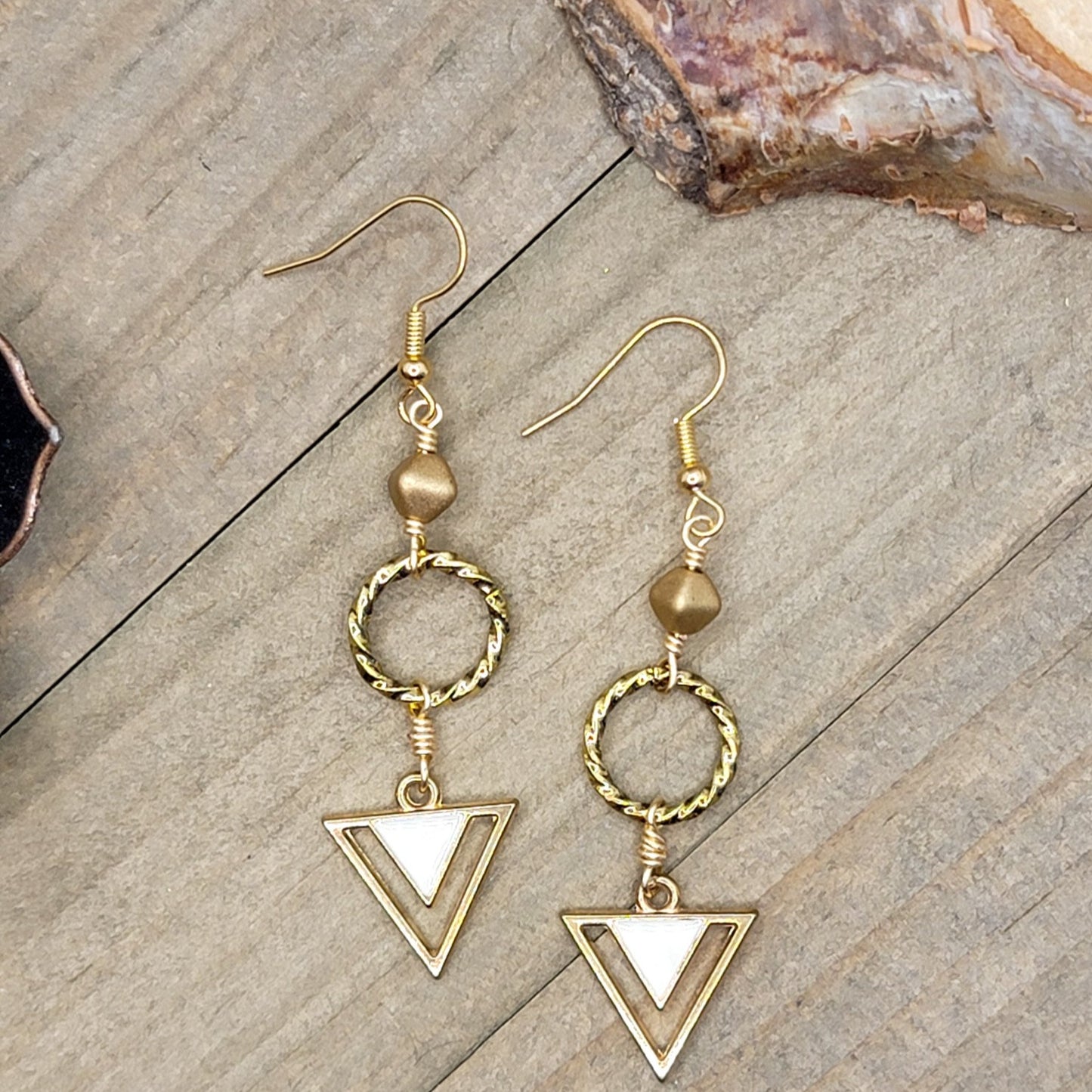 Gold Triangle Drop Earrings - Nicki Lynn Jewelry
