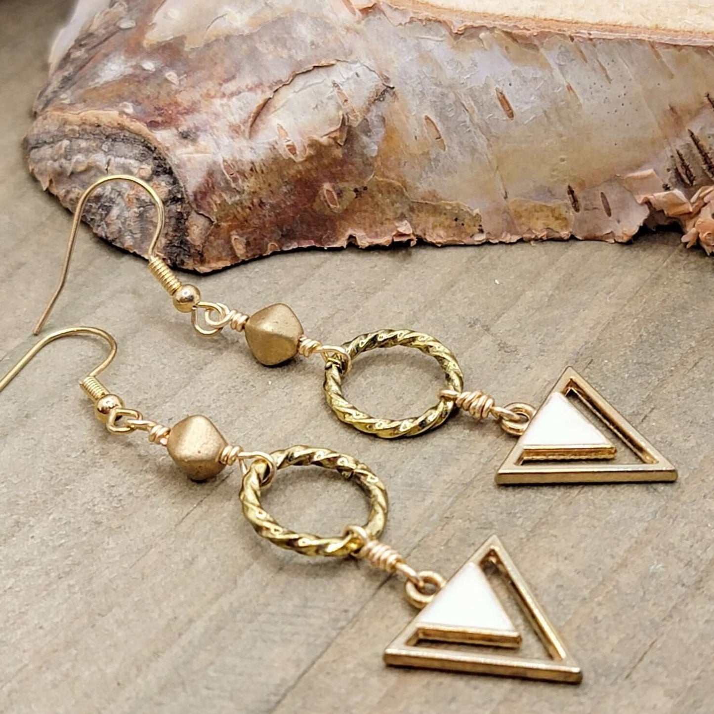 Gold Triangle Drop Earrings - Nicki Lynn Jewelry