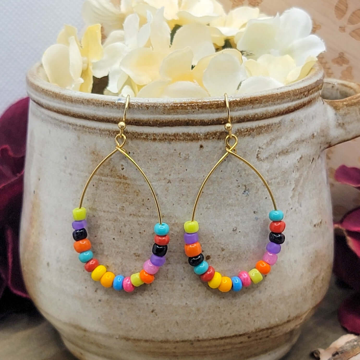 Colorful Seed Bead Hoop Earrings - Nicki Lynn Jewelry