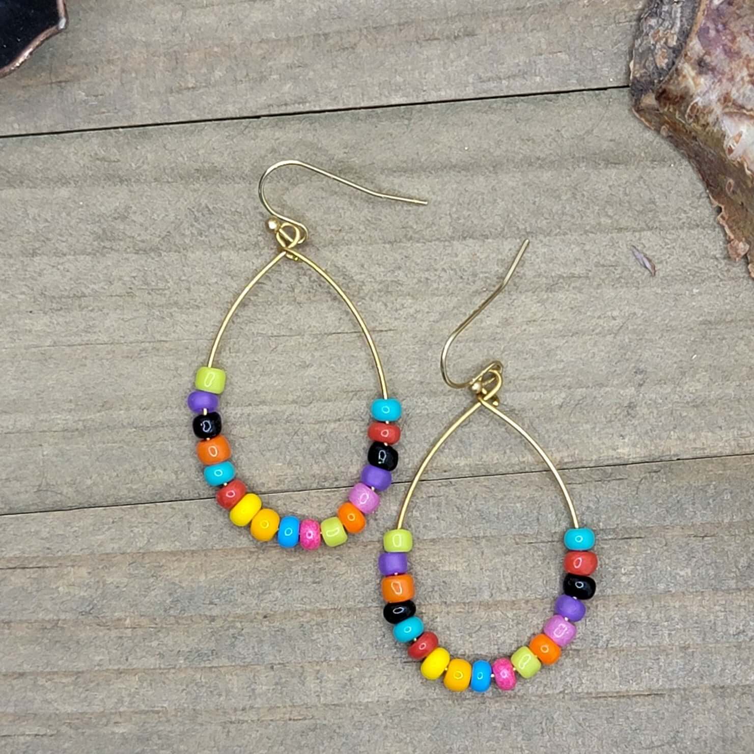 Colorful Seed Bead Hoop Earrings - Nicki Lynn Jewelry