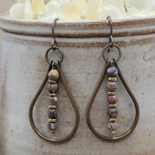 Earthy Jasper and Brass Teardrop Earrings - Nicki Lynn Jewelry