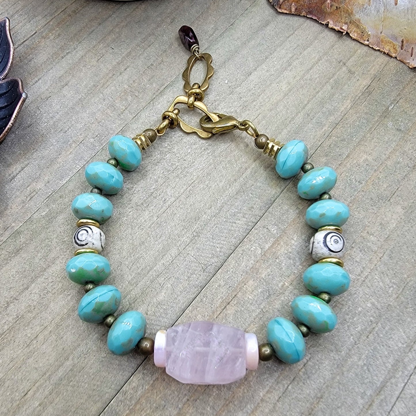 Quartz and Czech Glass Beaded Bracelet - Nicki Lynn Jewelry