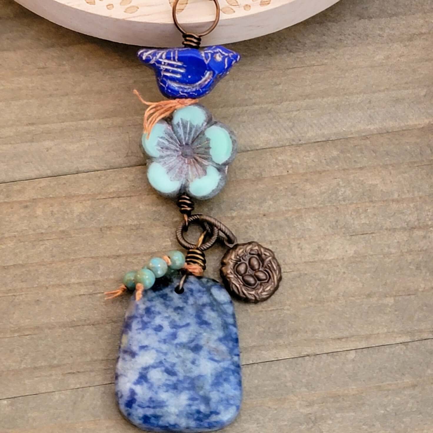 Blue Gemstone and Czech Bird Beaded Necklace - Nicki Lynn Jewelry