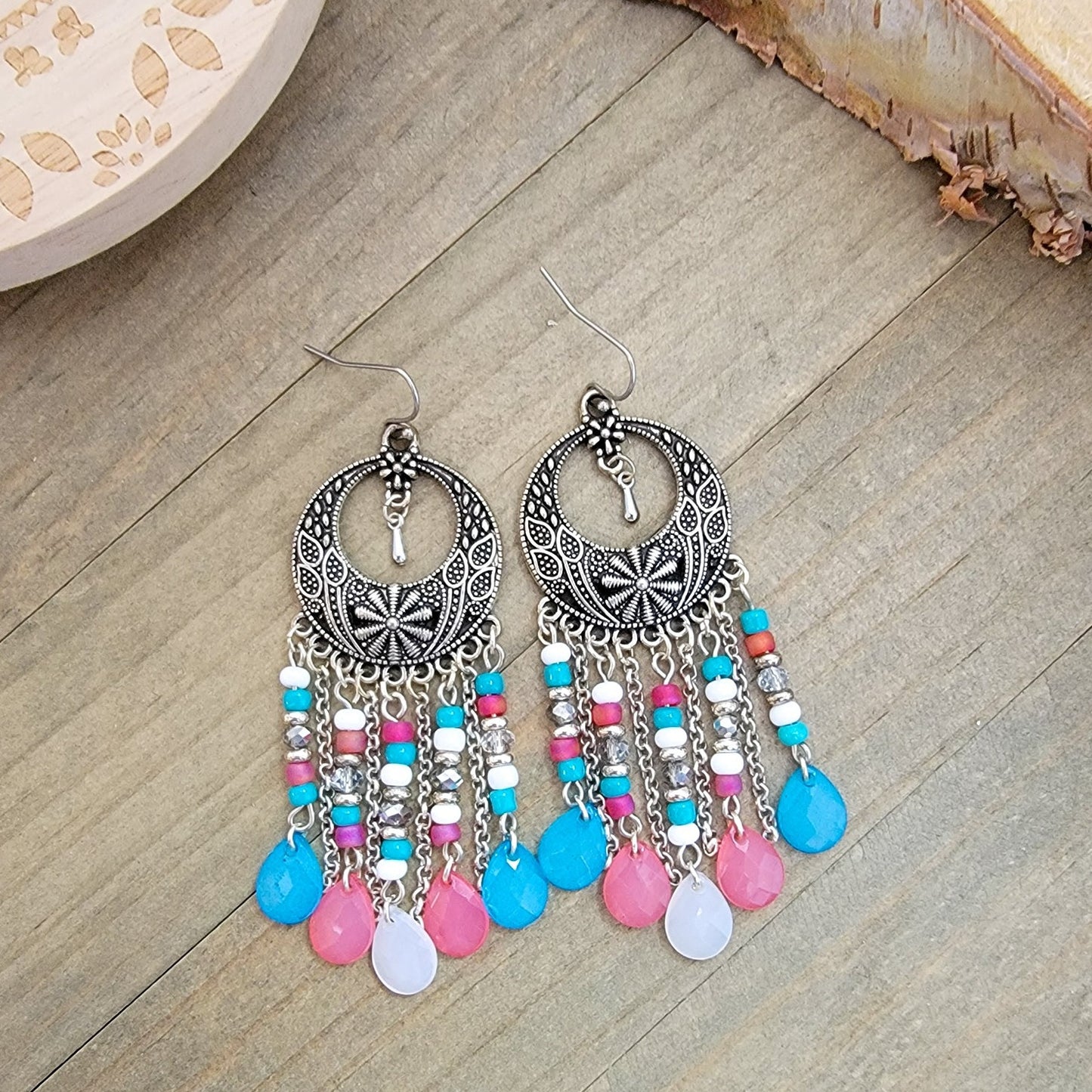 Beaded Chandelier Hoop Earrings - Nicki Lynn Jewelry