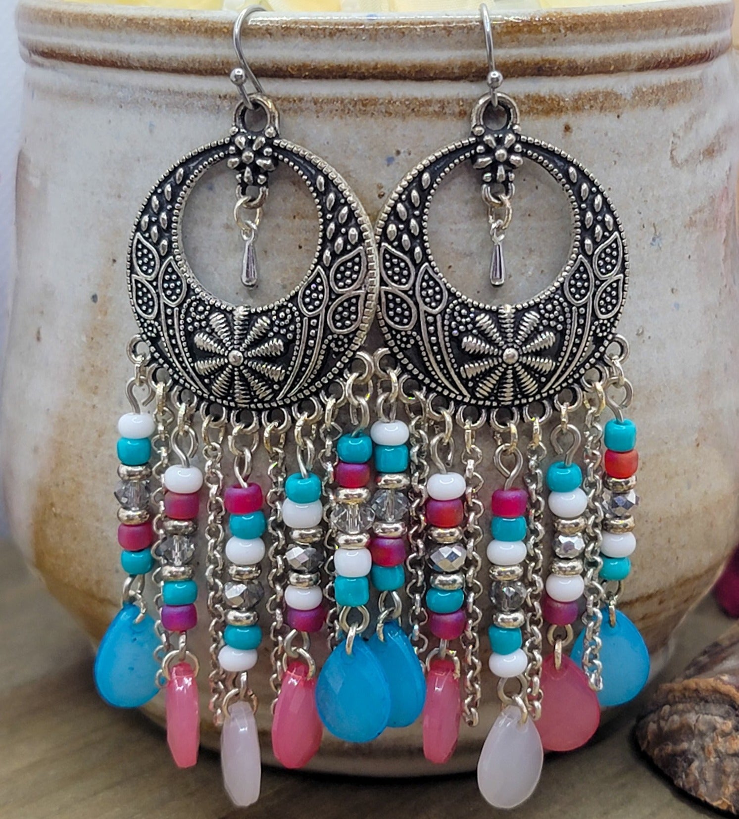 Beaded Chandelier Hoop Earrings - Nicki Lynn Jewelry