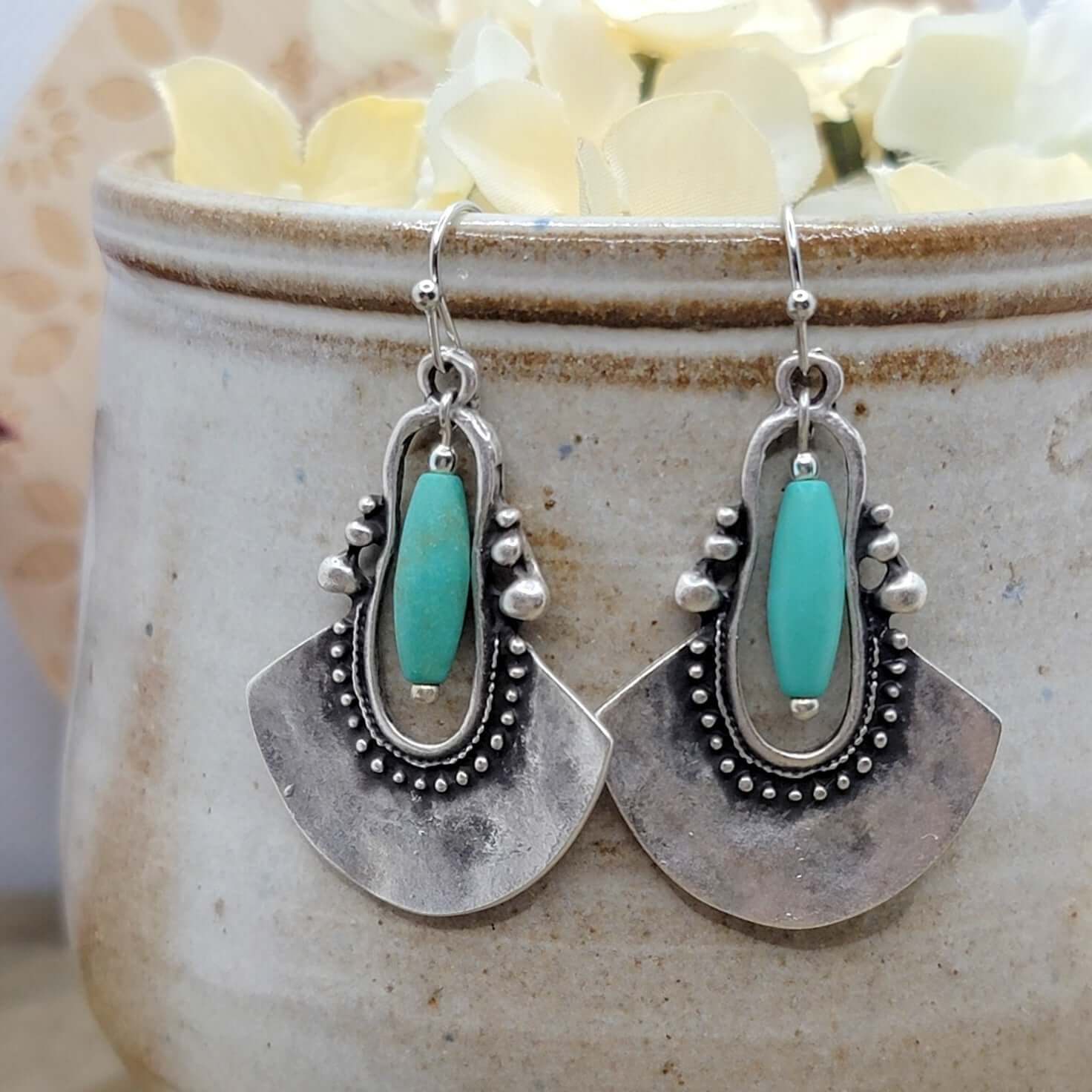 Bohemian Silver Shield Earrings - Nicki Lynn Jewelry