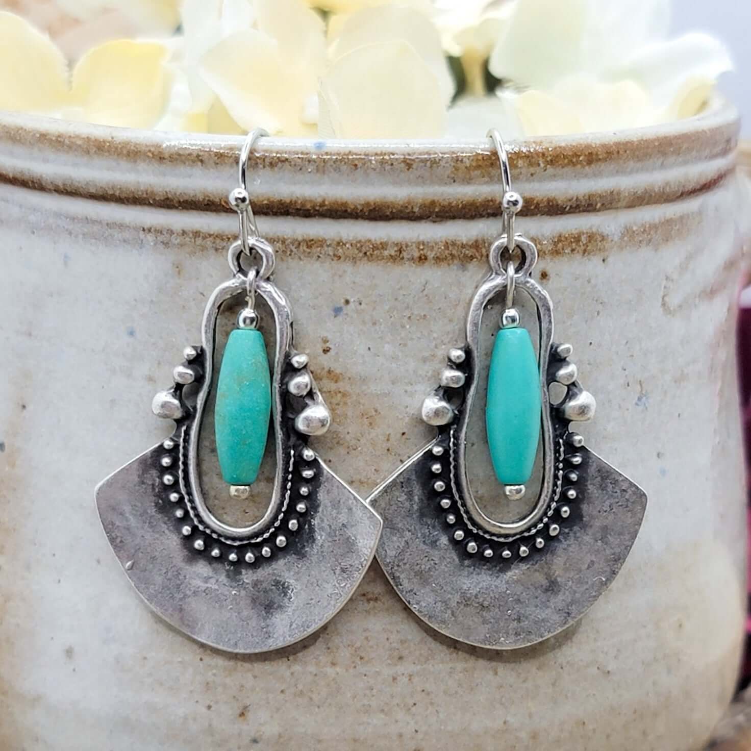 Bohemian Silver Shield Earrings - Nicki Lynn Jewelry