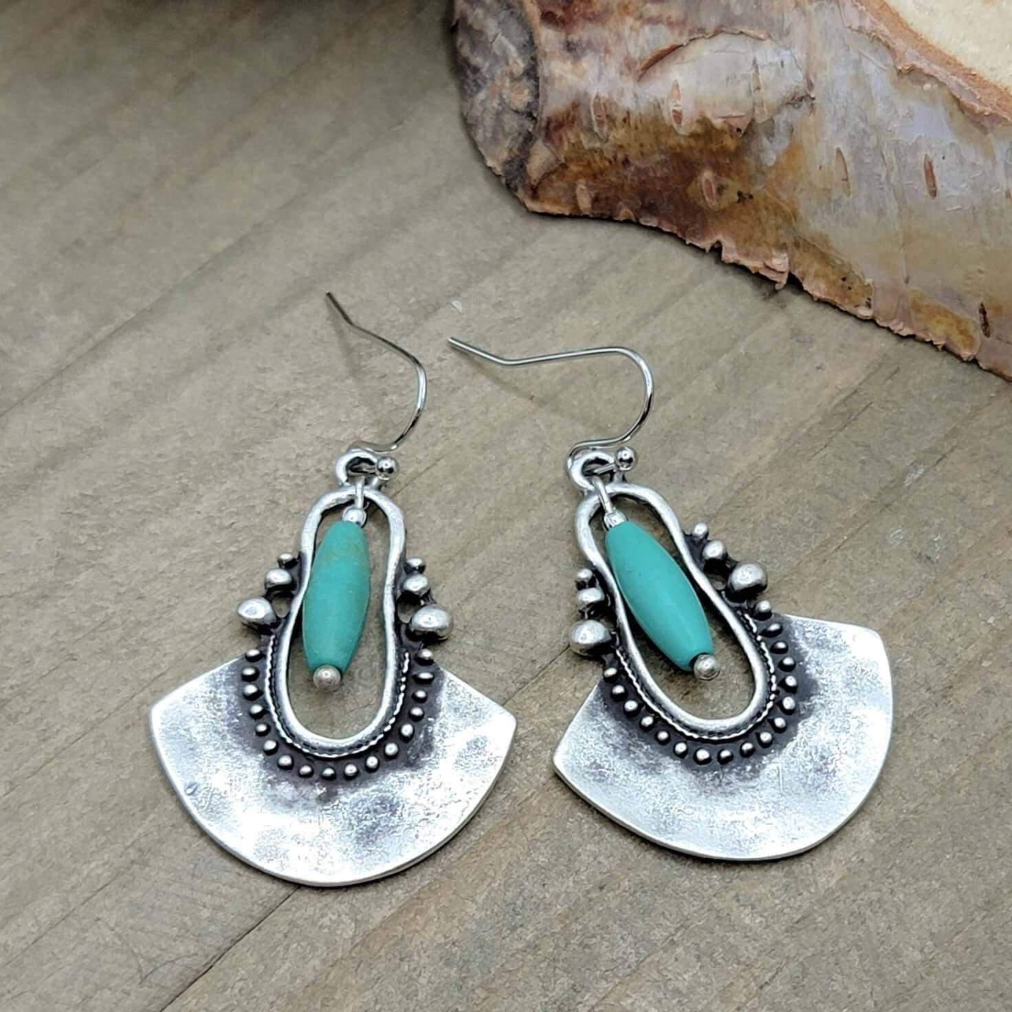 Bohemian Silver Shield Earrings - Nicki Lynn Jewelry