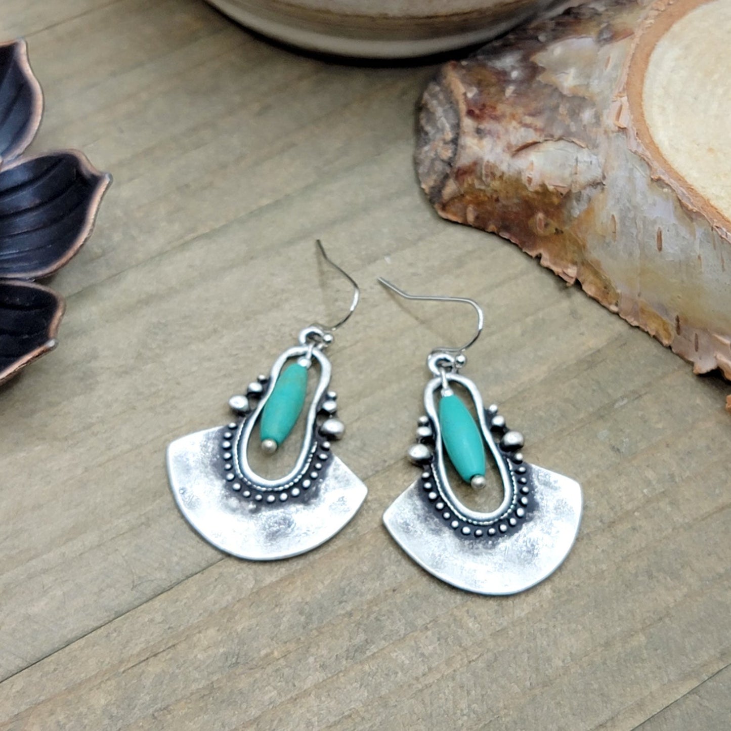 Bohemian Silver Shield Earrings - Nicki Lynn Jewelry