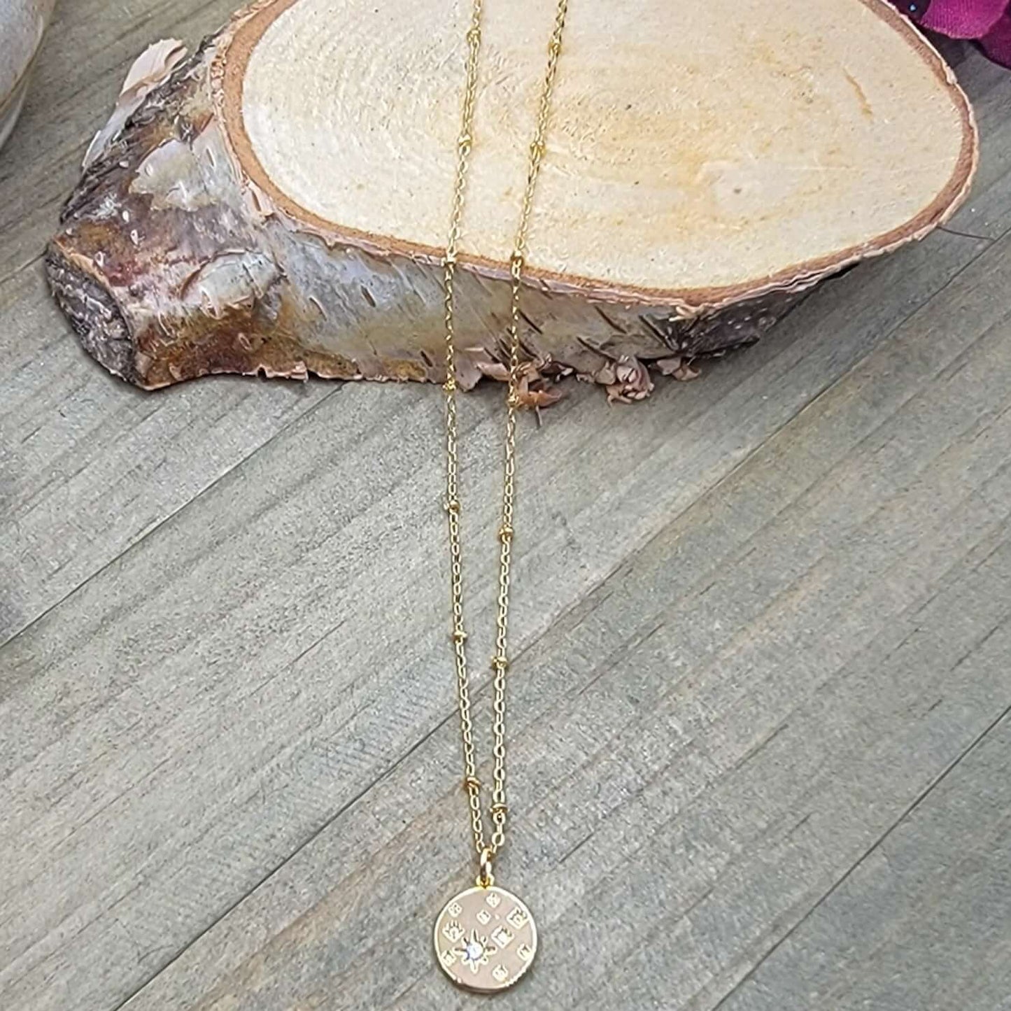 Dainty Gold Micro CZ Star Coin Charm Necklace - Nicki Lynn Jewelry