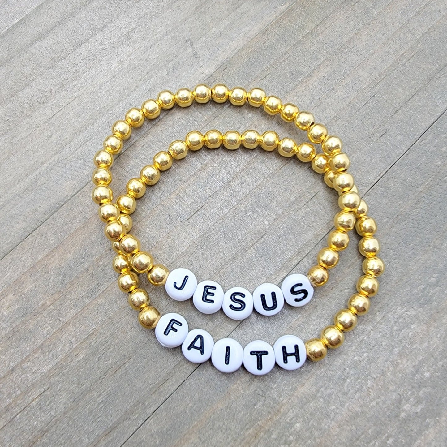 Jesus Faith Gold Word Bracelet - Nicki Lynn Jewelry