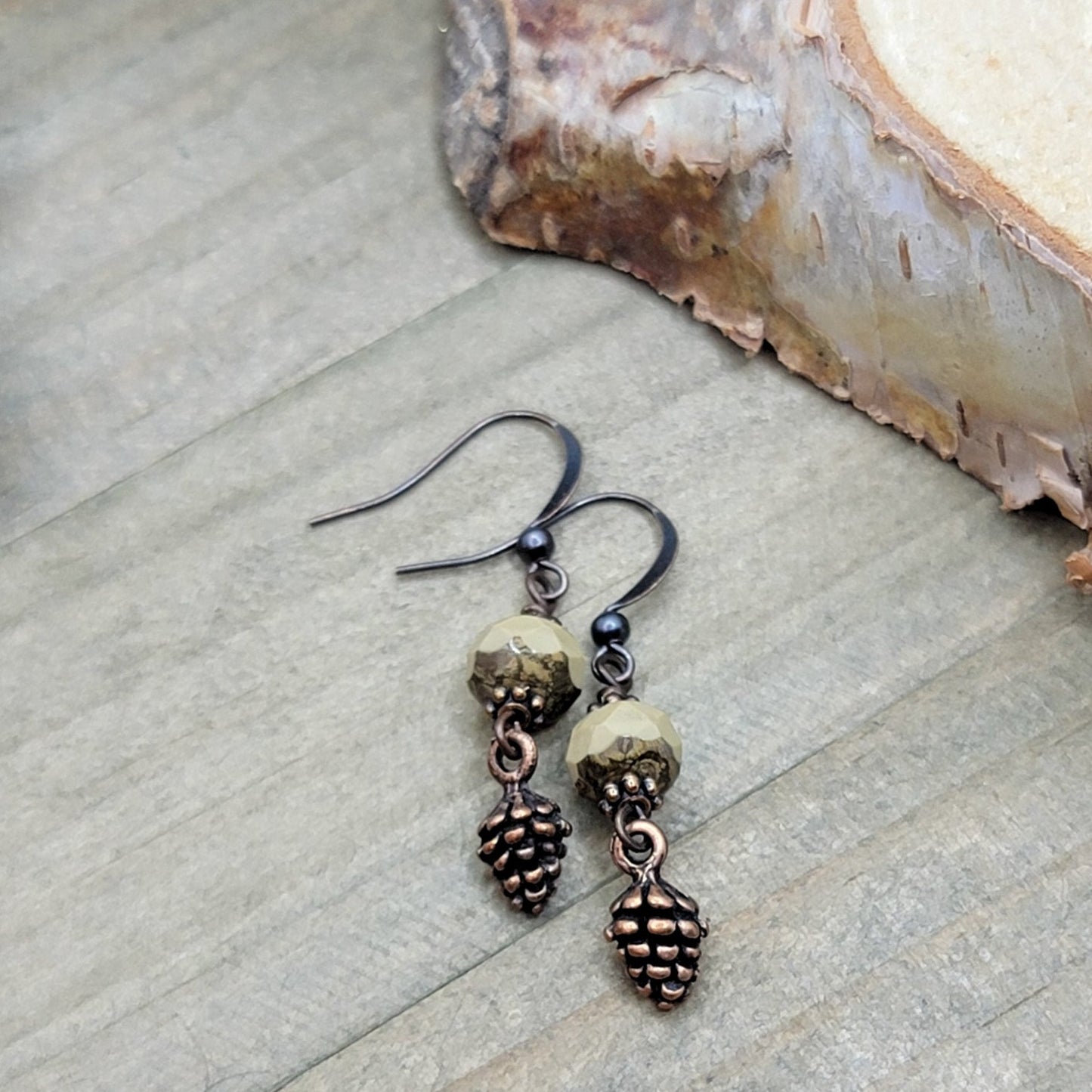 Tiny Copper Pine Cone Earrings - Nicki Lynn Jewelry
