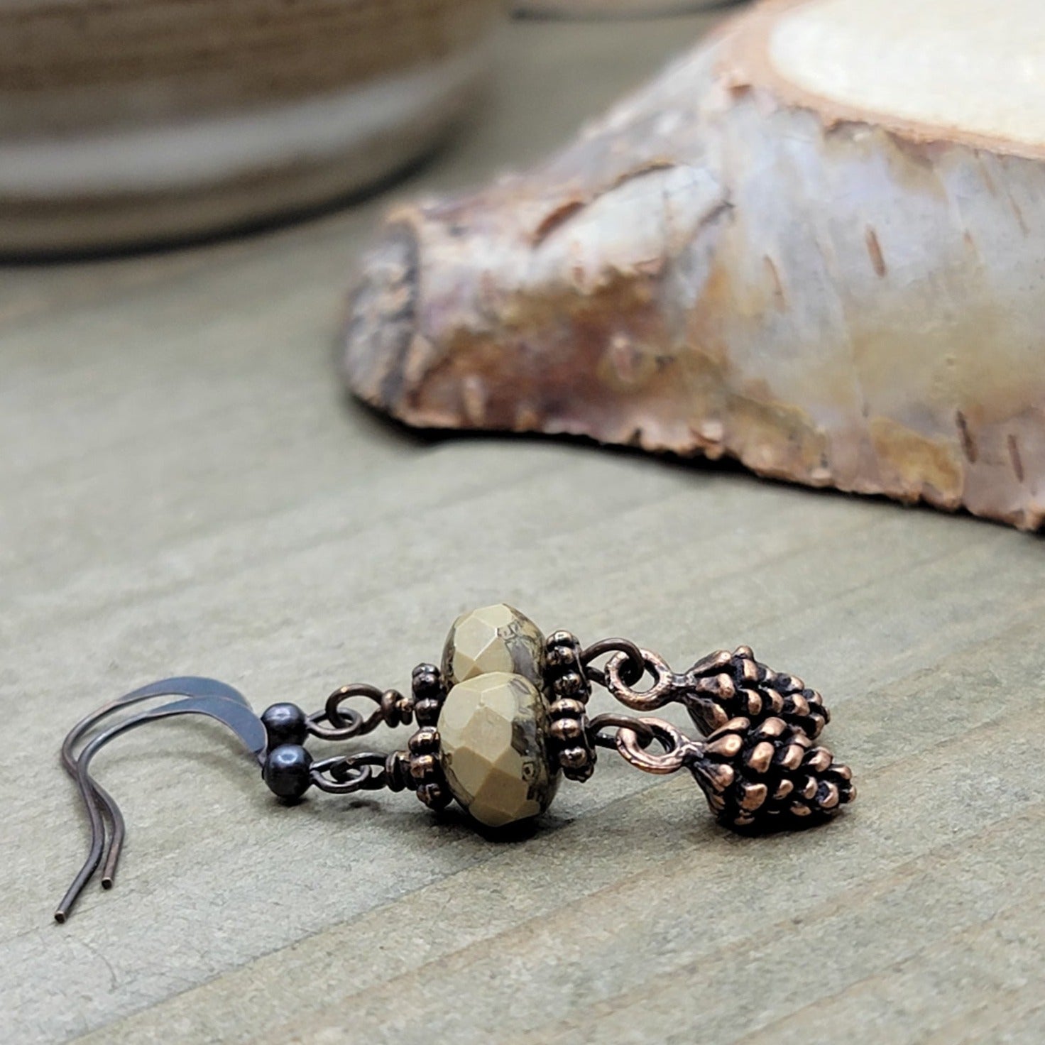 Tiny Copper Pine Cone Earrings - Nicki Lynn Jewelry