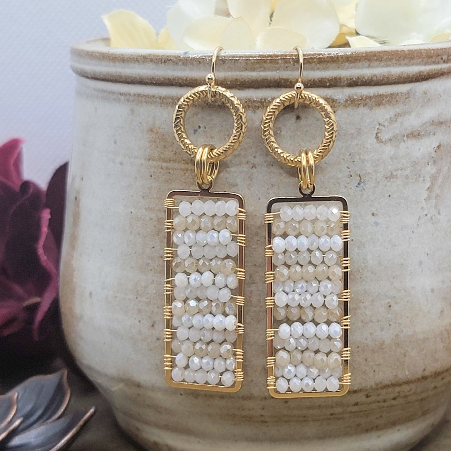 Crystal and Gold Wrapped Drop Earrings - Nicki Lynn Jewelry