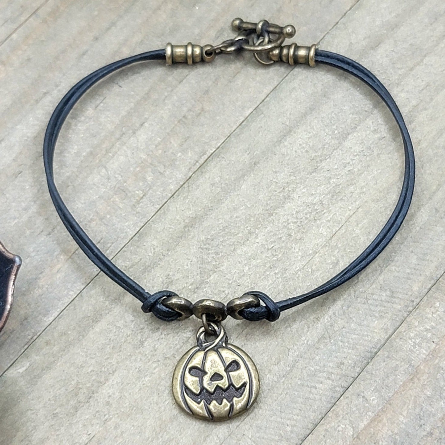 Halloween Pumpkin Leather Bracelet - Nicki Lynn Jewelry