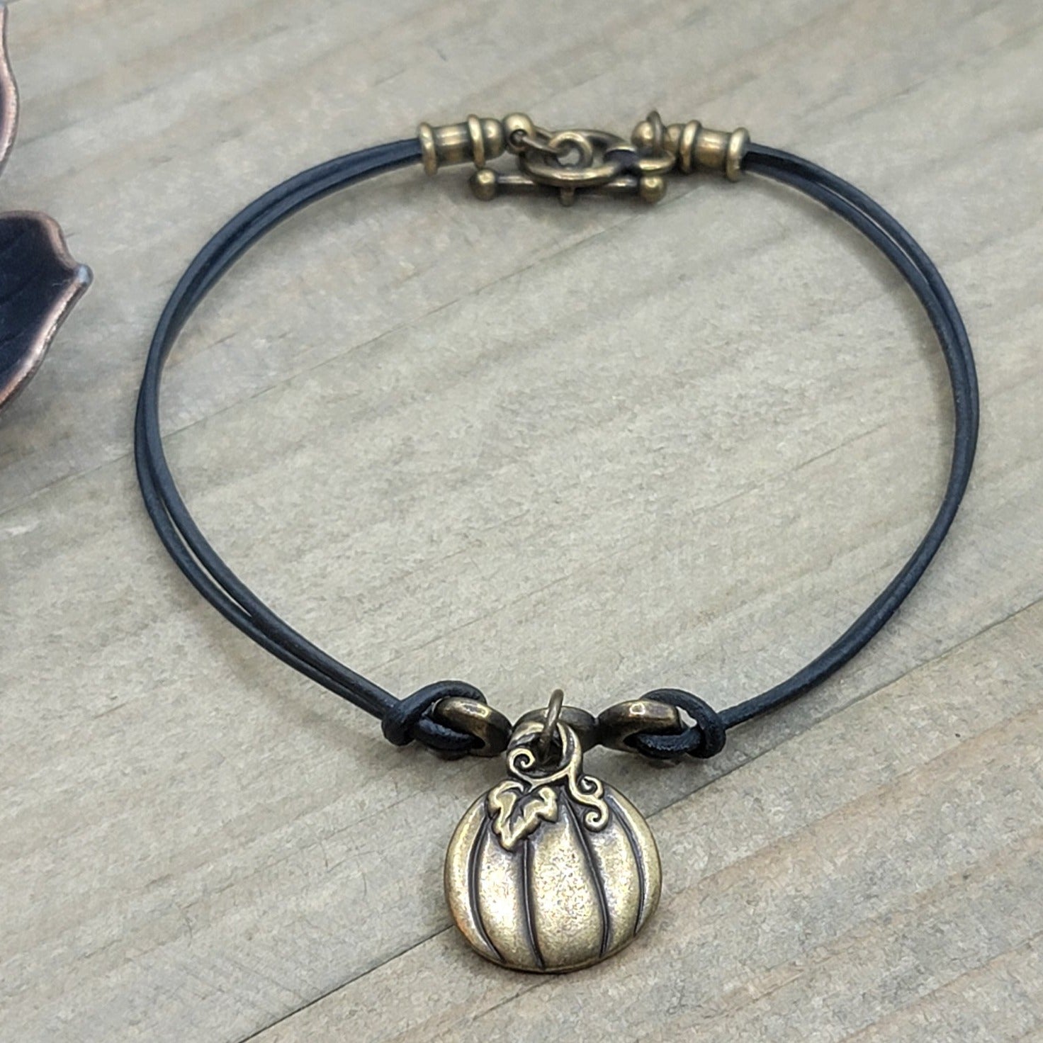 Halloween Pumpkin Leather Bracelet - Nicki Lynn Jewelry
