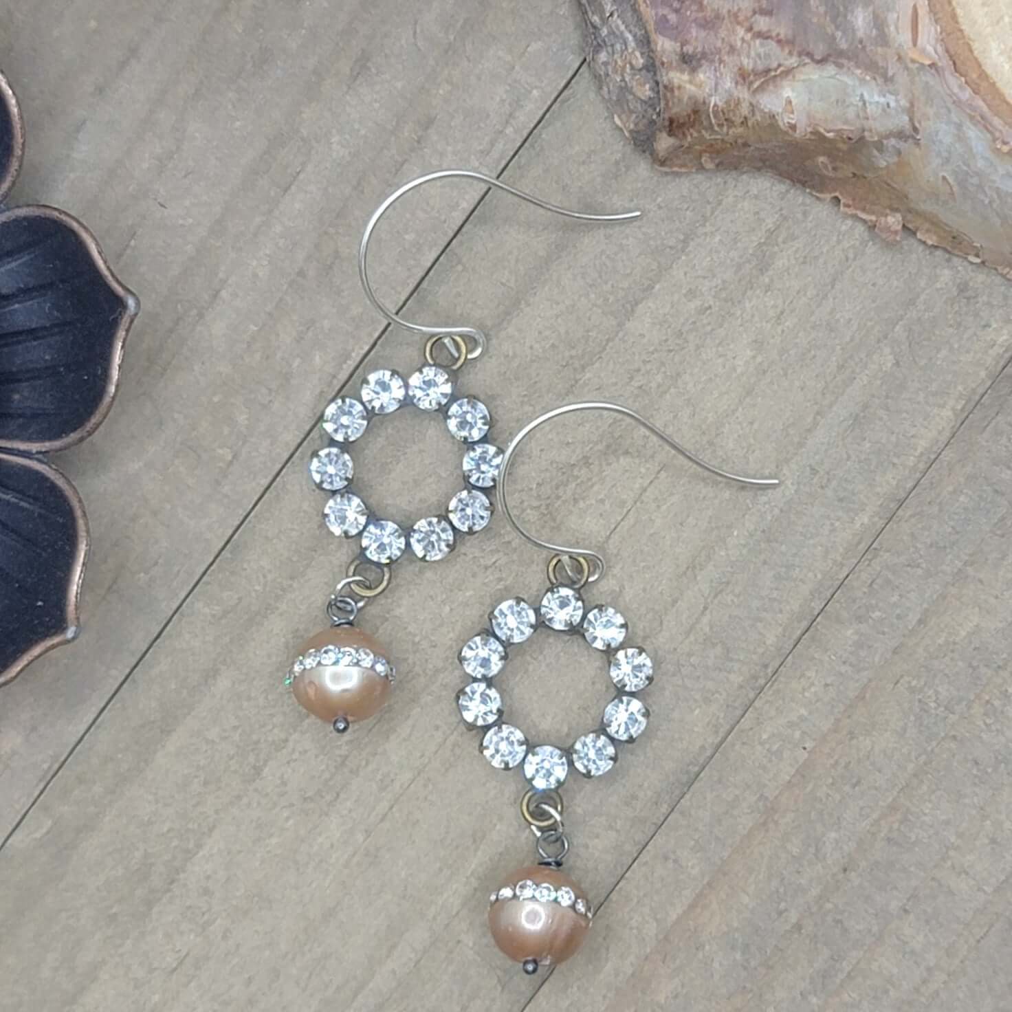 Rhinestone Pearl Drop Earrings - Nicki Lynn Jewelry