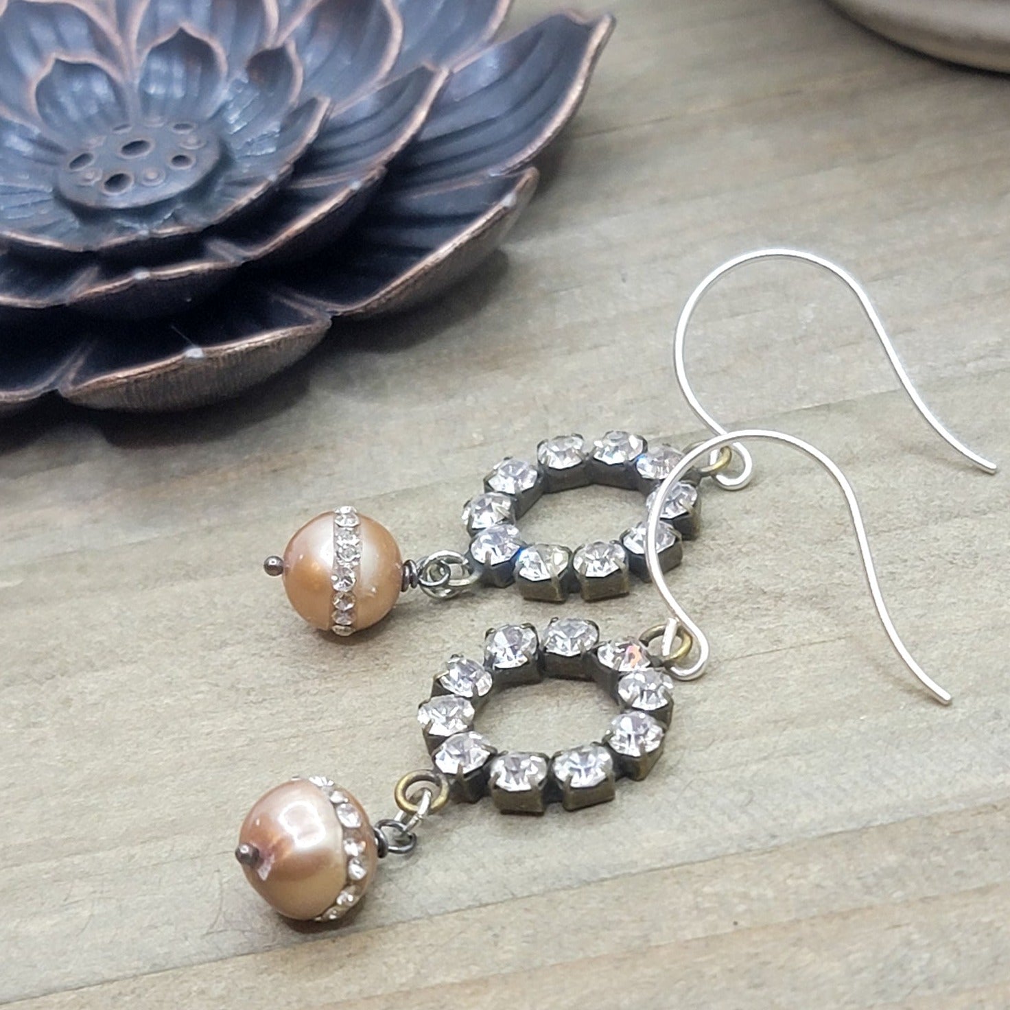 Rhinestone Pearl Drop Earrings - Nicki Lynn Jewelry