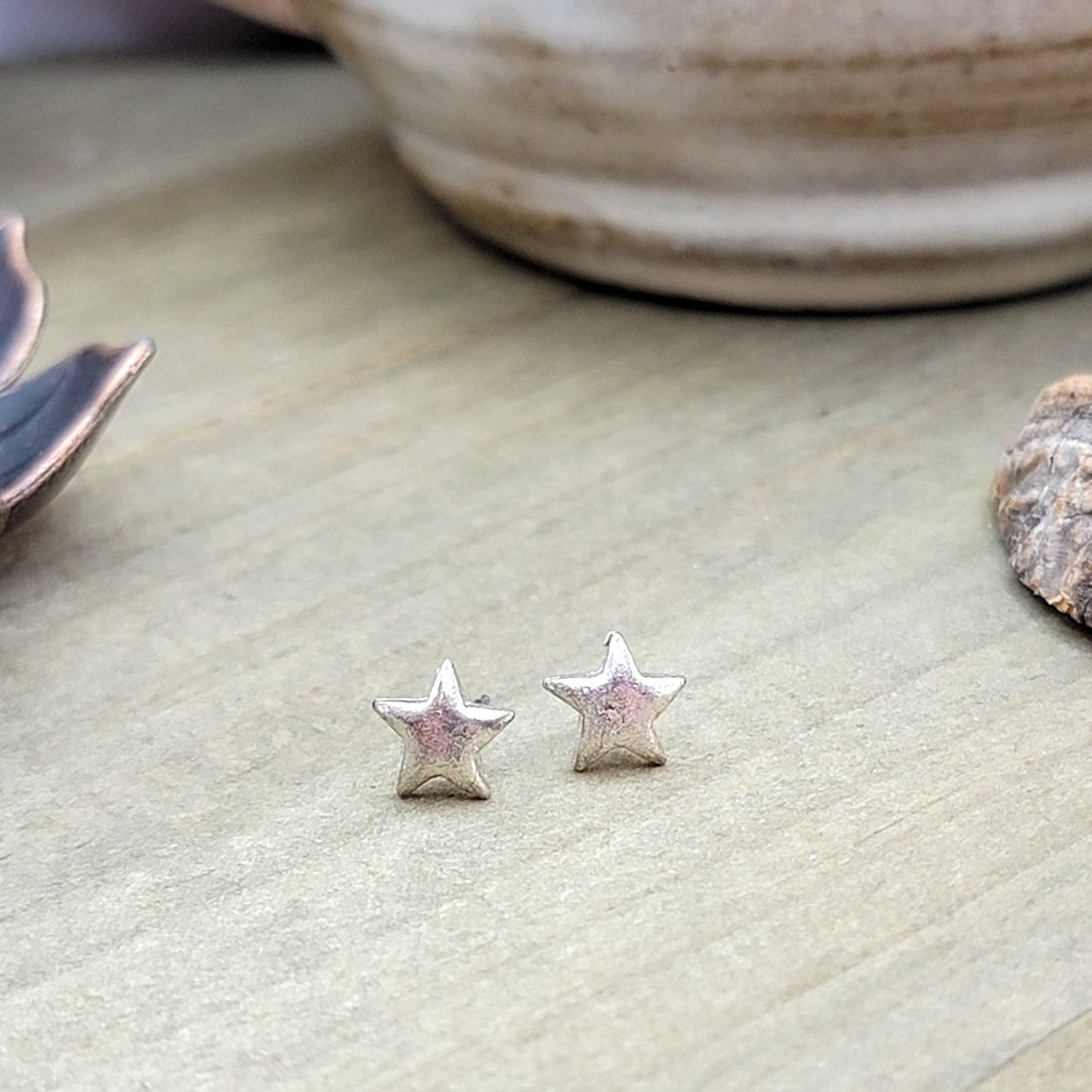 Mini Pewter Star Stud Earrings - Nicki Lynn Jewelry