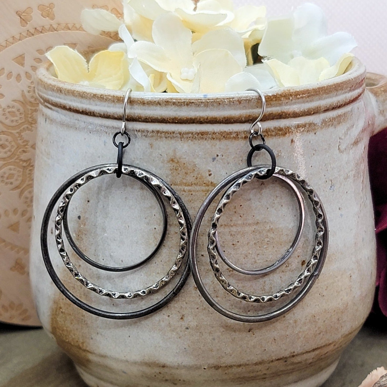 Gunmetal Layered Hoop Earrings - Nicki Lynn Jewelry