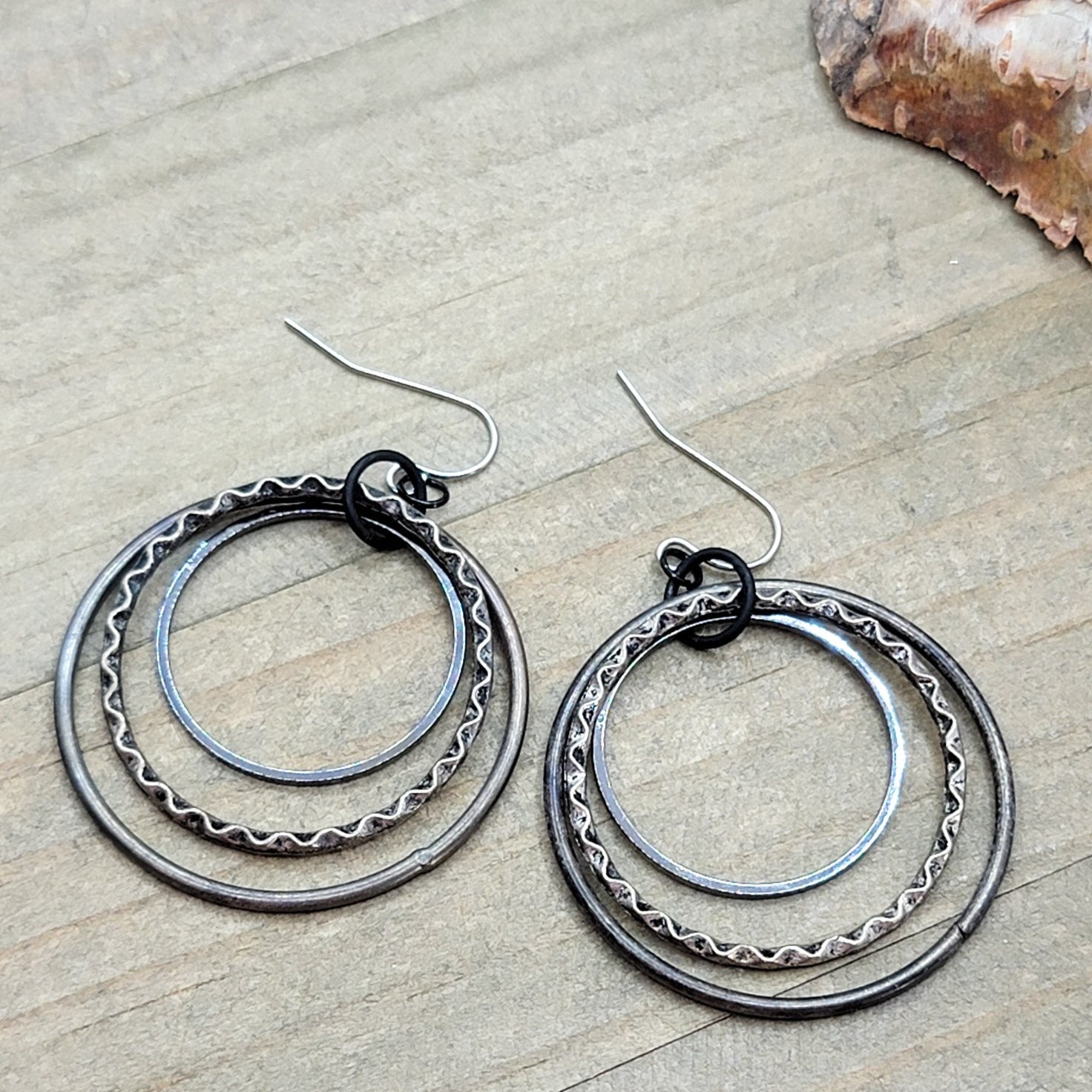 Gunmetal Layered Hoop Earrings - Nicki Lynn Jewelry