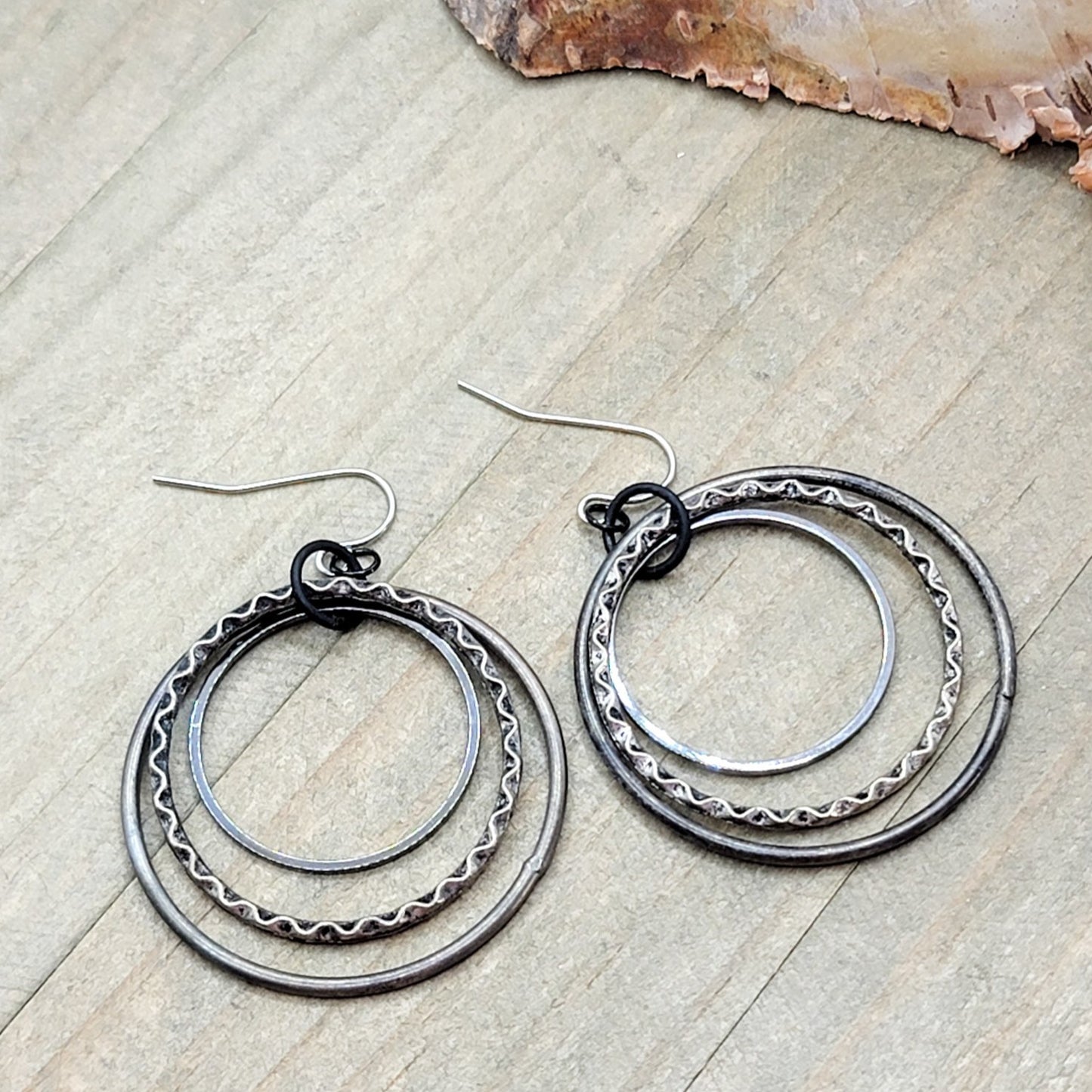Gunmetal Layered Hoop Earrings - Nicki Lynn Jewelry