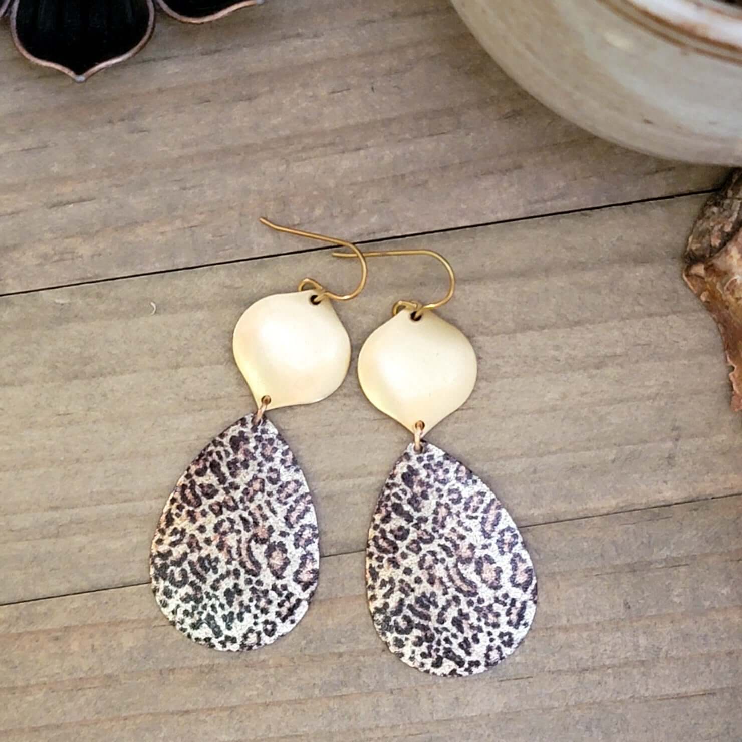 Leopard and Gold Teardrop Earrings - Nicki Lynn Jewelry
