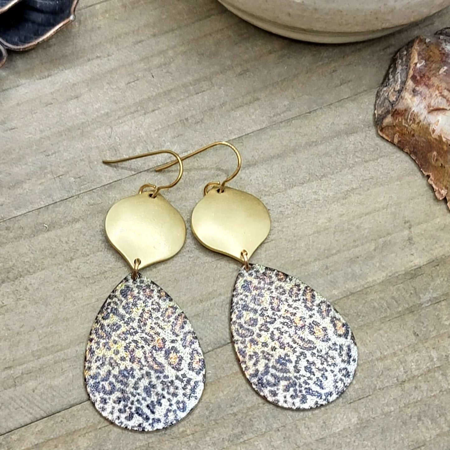 Leopard and Gold Teardrop Earrings - Nicki Lynn Jewelry