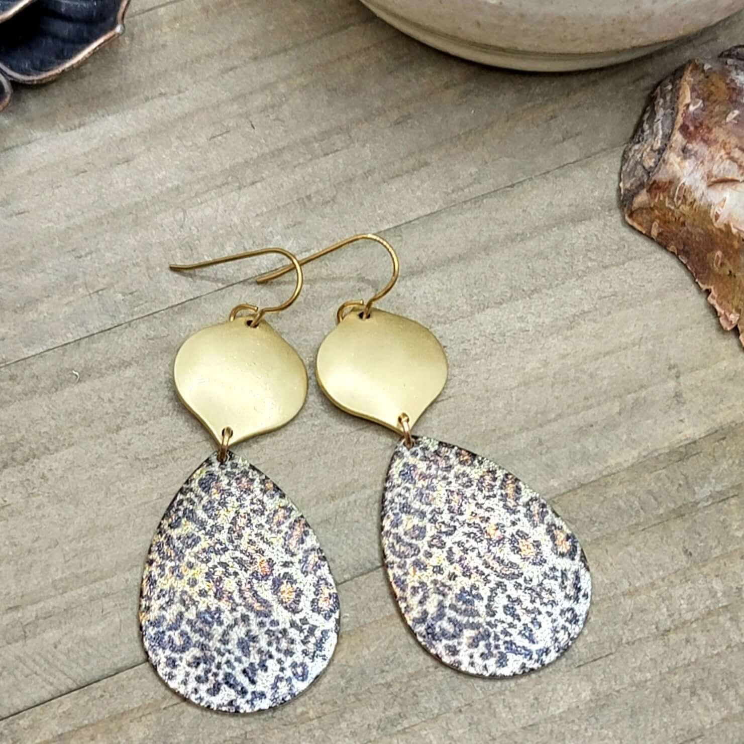 Leopard and Gold Teardrop Earrings - Nicki Lynn Jewelry