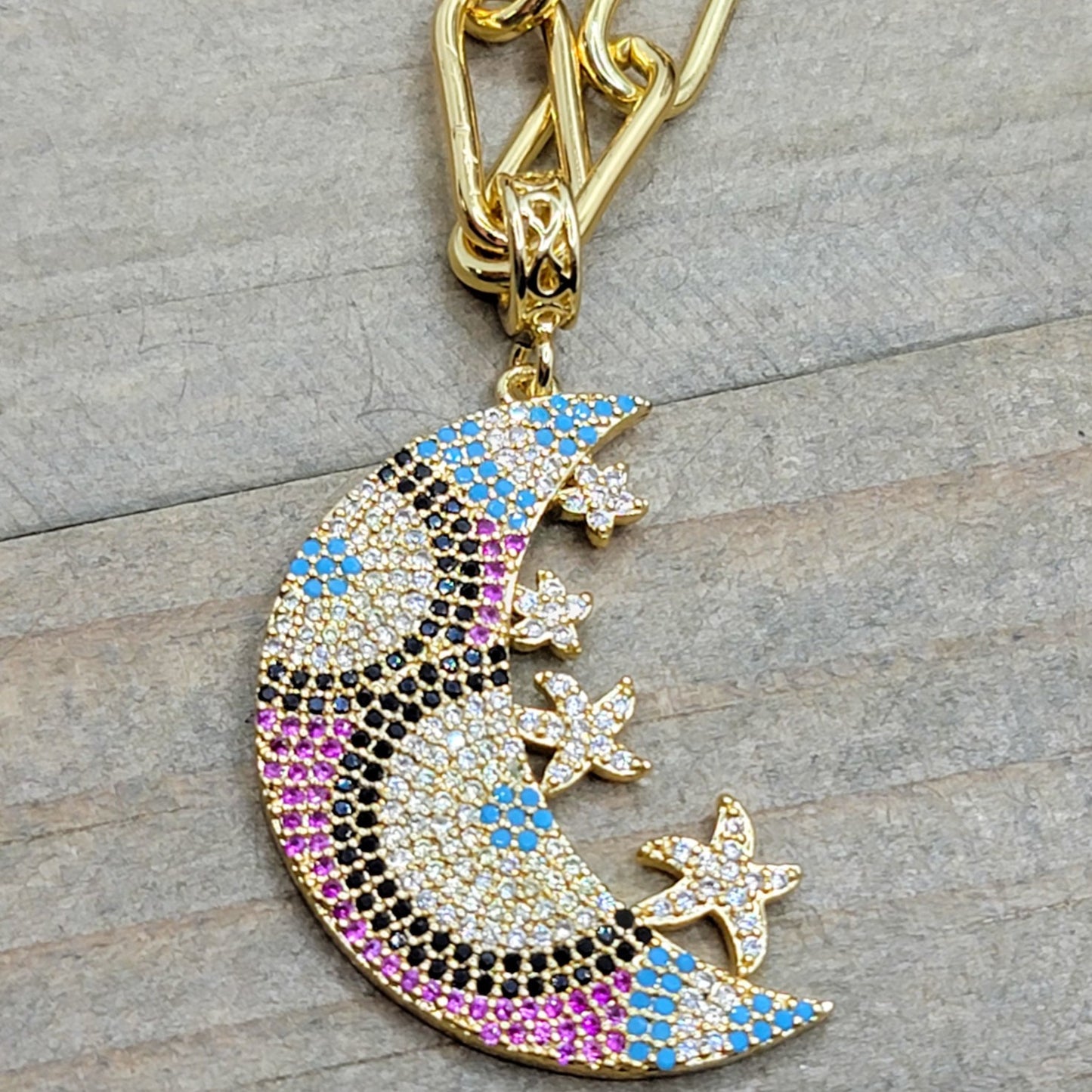 CZ Celestial Moon Necklace - Nicki Lynn Jewelry