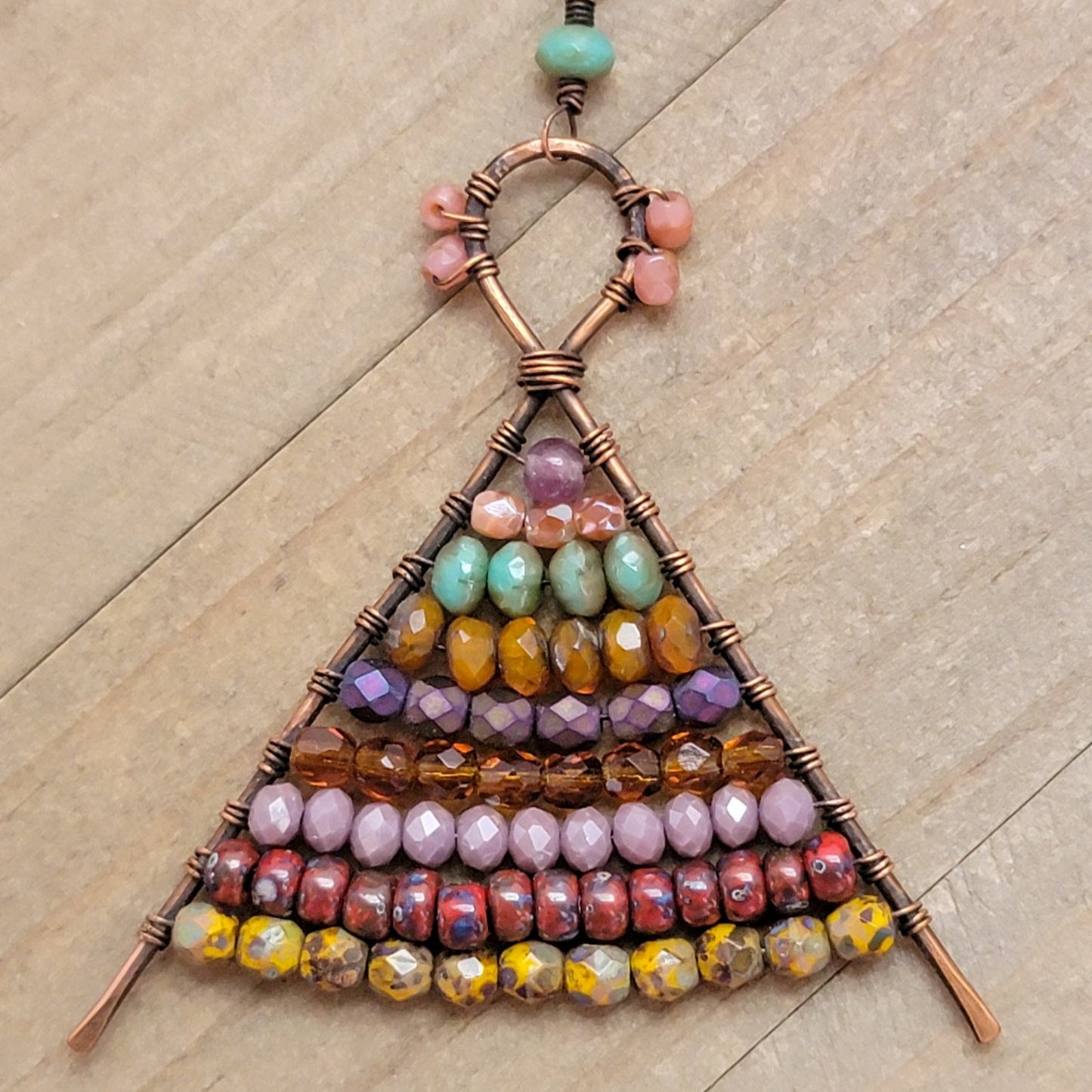 Beaded Wire Wrapped Necklace OOAK - Nicki Lynn Jewelry
