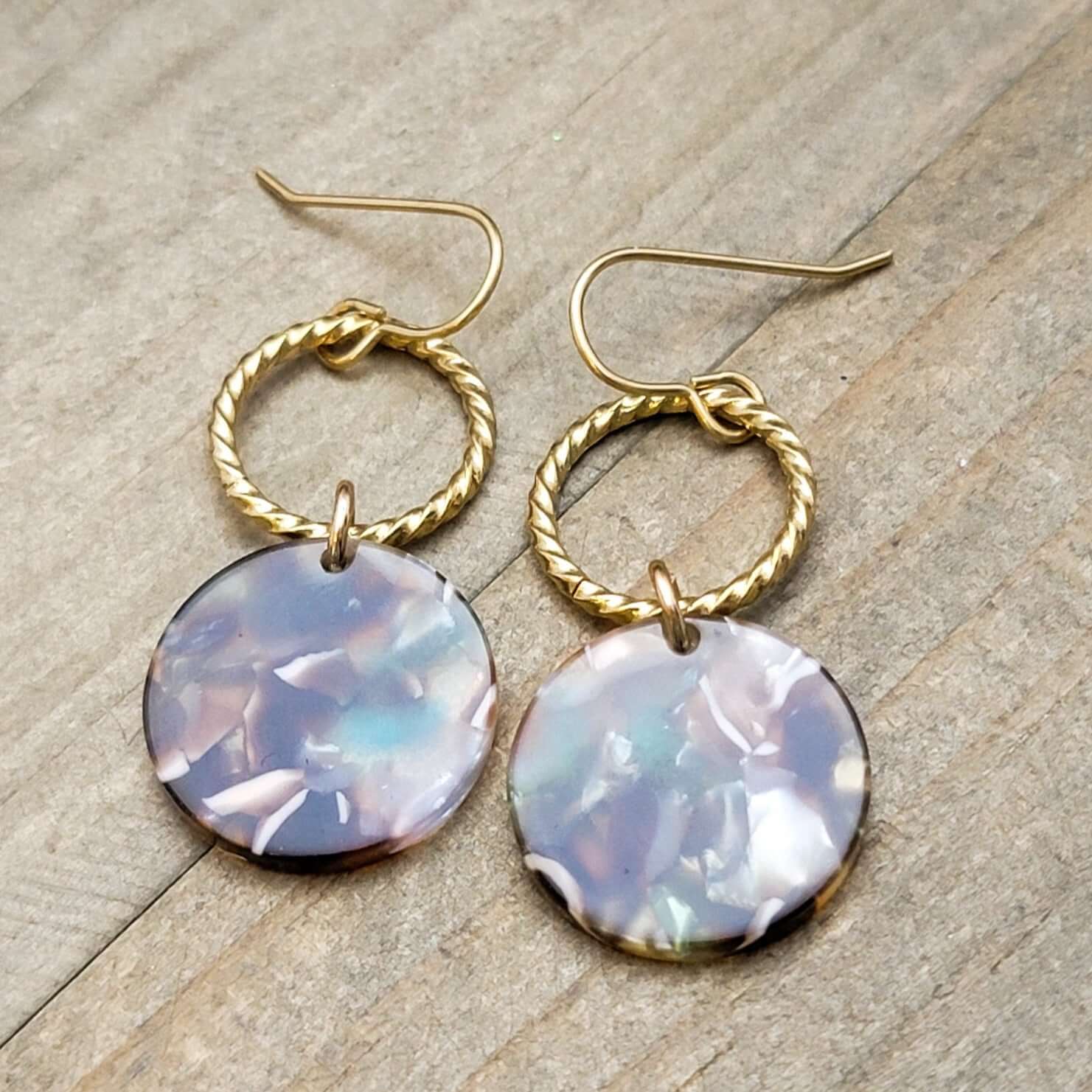 Round Gold Acrylic Resin Earrings - Nicki Lynn Jewelry