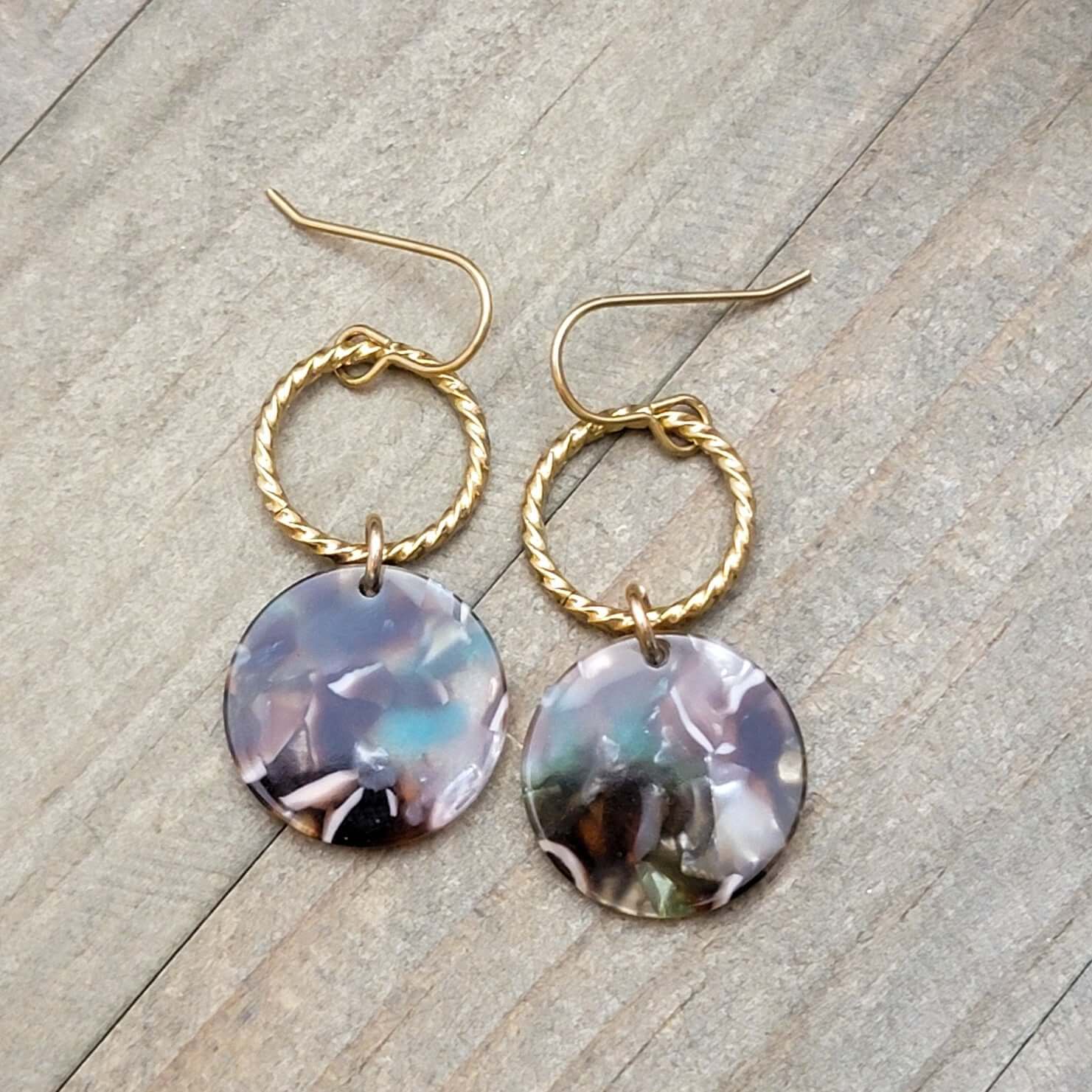 Round Gold Acrylic Resin Earrings - Nicki Lynn Jewelry