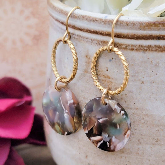 Round Gold Acrylic Resin Earrings - Nicki Lynn Jewelry