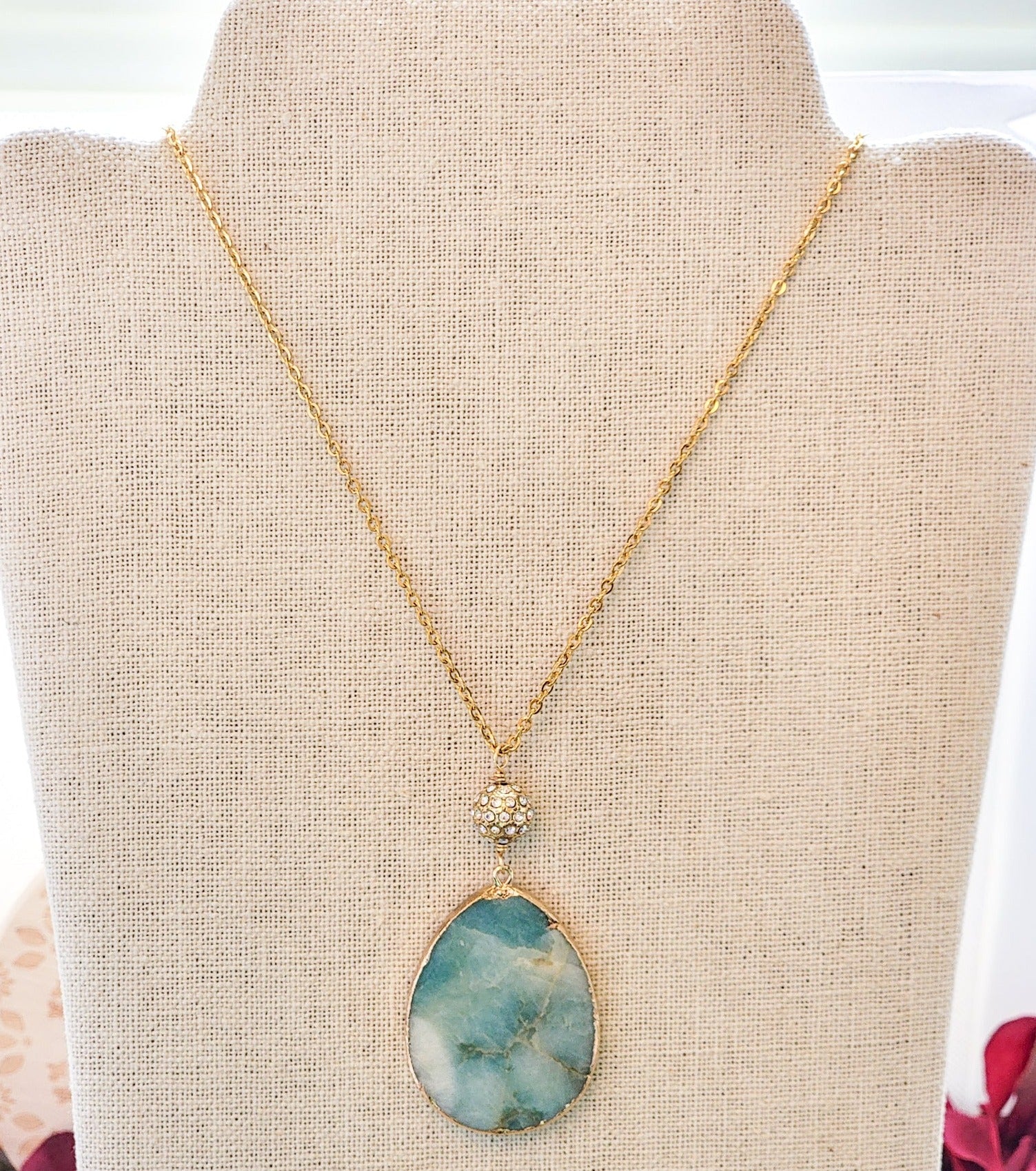 Chunky Blue Amazonite Gemstone Necklace - Nicki Lynn Jewelry