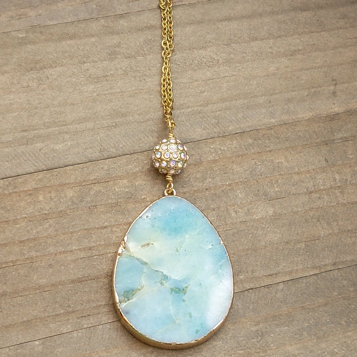 Chunky Blue Amazonite Gemstone Necklace - Nicki Lynn Jewelry