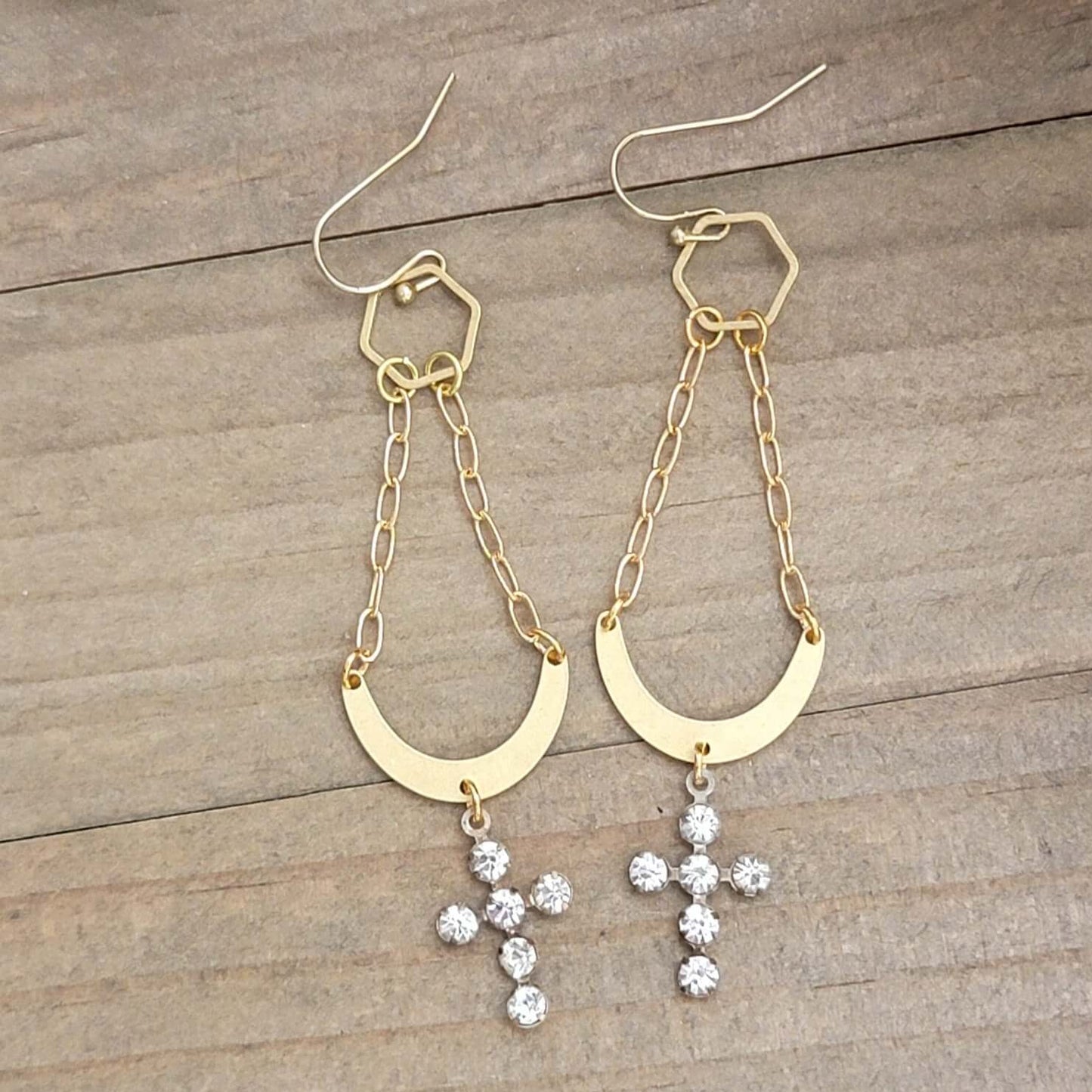 Rhinestone Cross Dangle Earrings - Nicki Lynn Jewelry