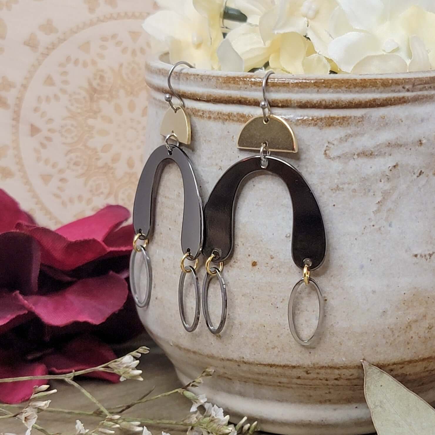 Mixed Metal Arch Earrings - Nicki Lynn Jewelry