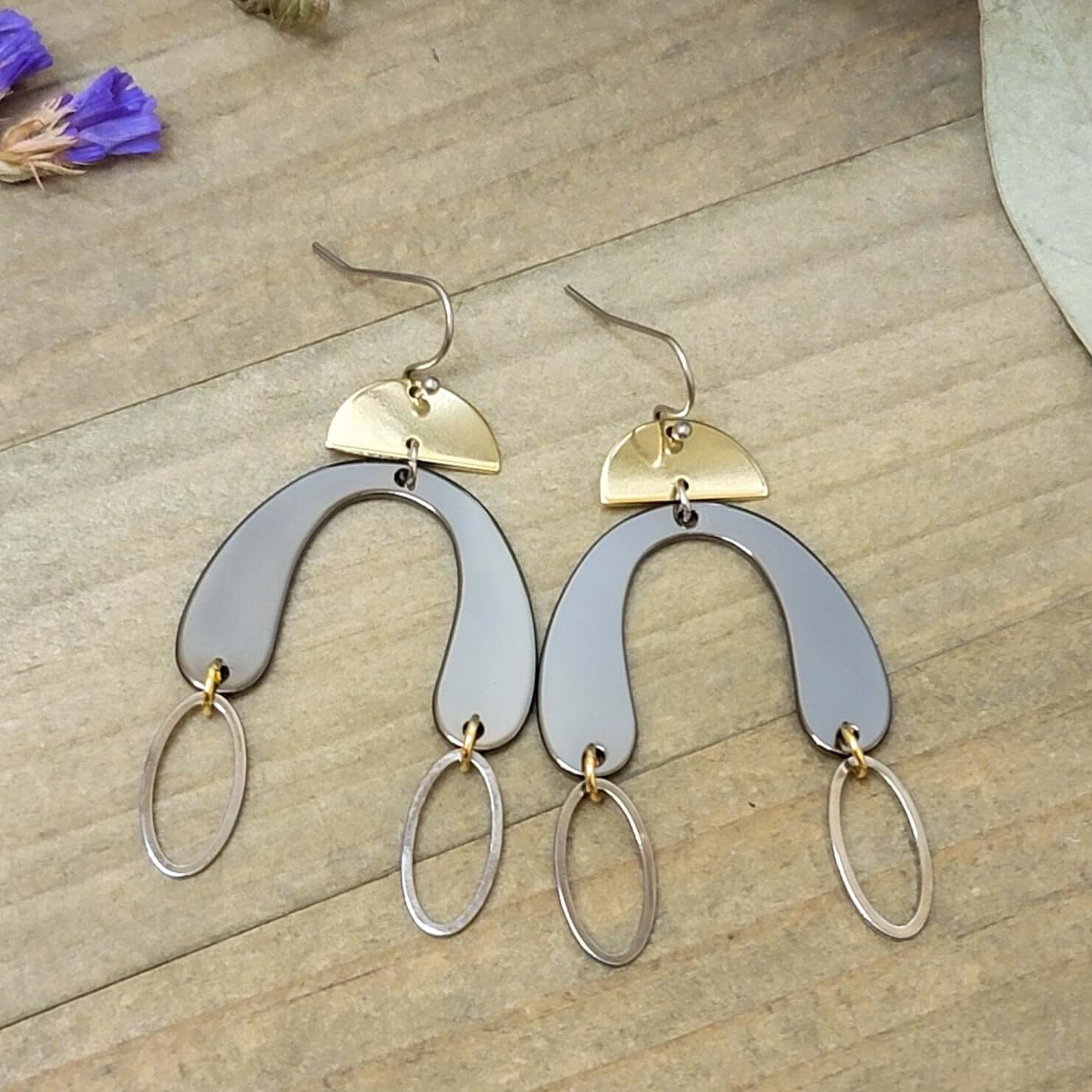 Mixed Metal Arch Earrings - Nicki Lynn Jewelry